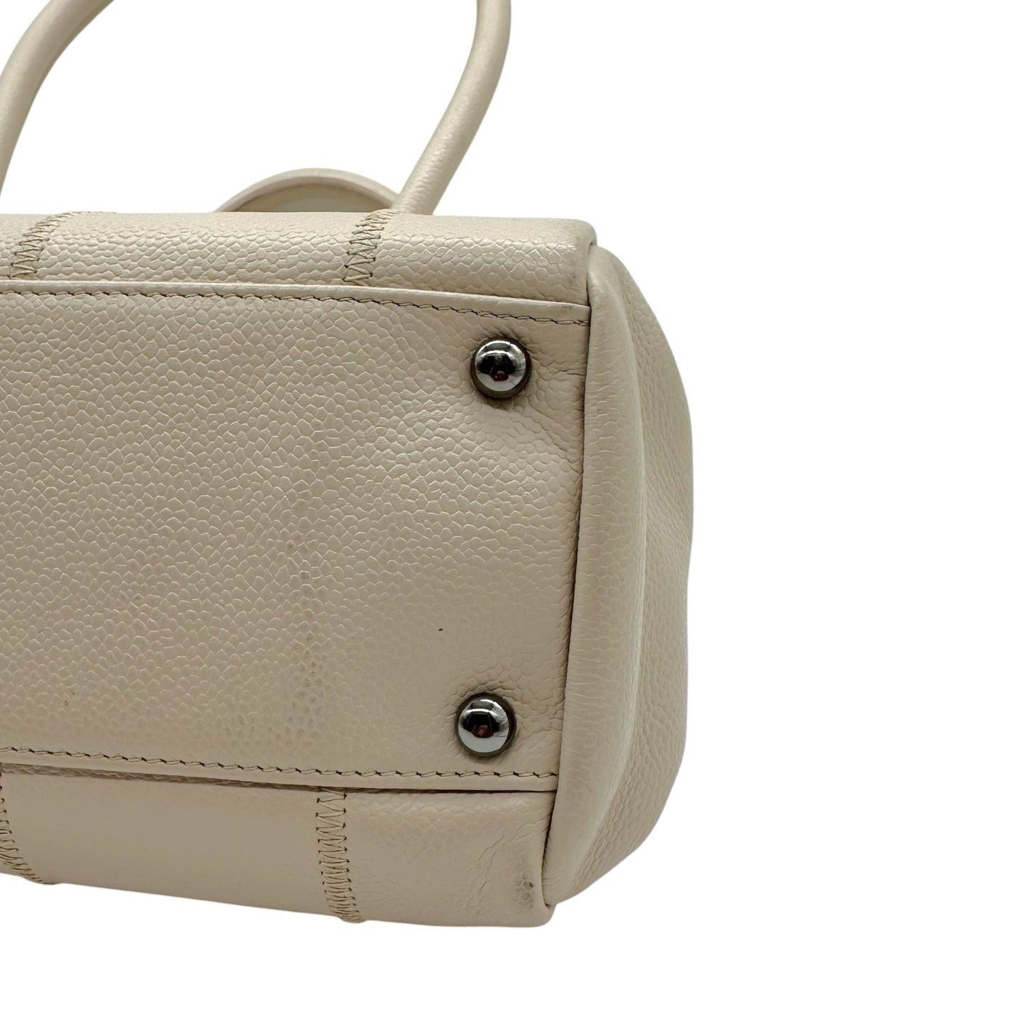 Chanel Ivory Caviar Leather Small Bowler Shoulder Bag