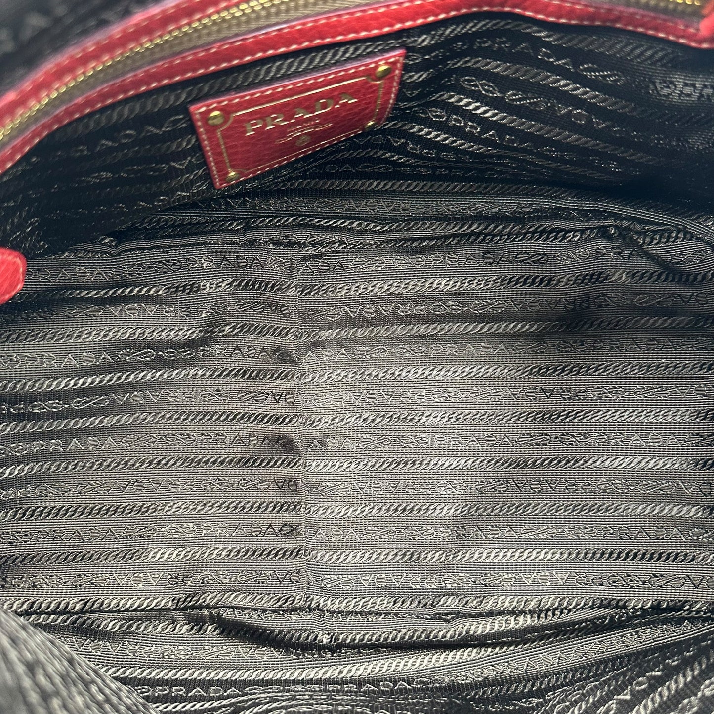 Prada Red Leather Crescent Hobo Bag