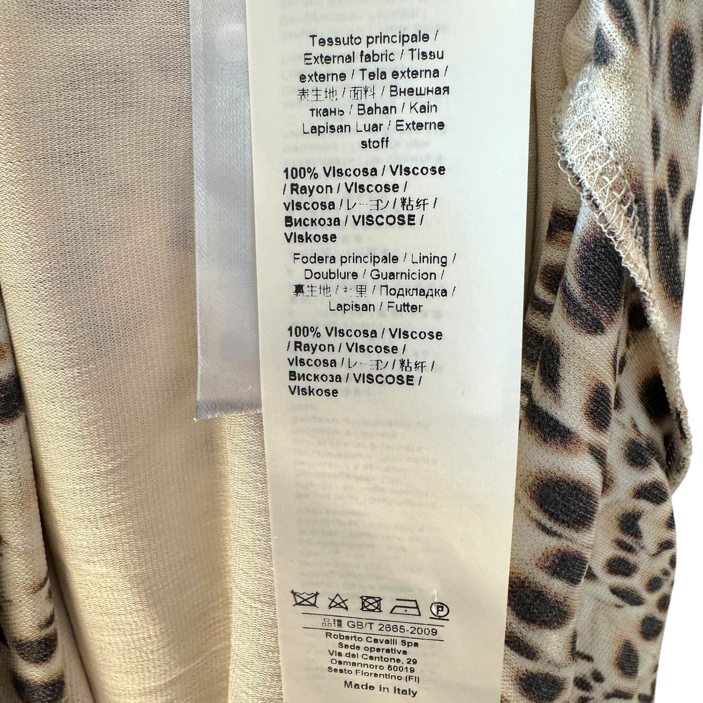 Roberto Cavalli Leopard Print Zippered 3/4 Sleeve Midi Dress