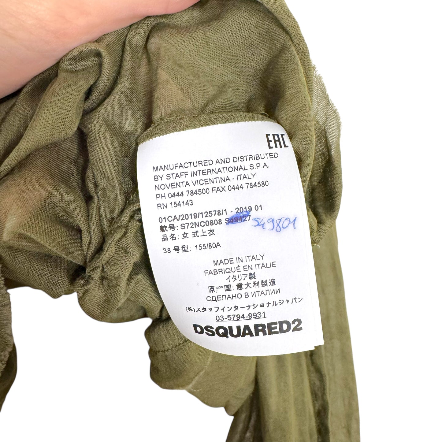 Dsquared2 Khaki Green Multi-Tie Sheer Blouse NEW - Outfit Repeater