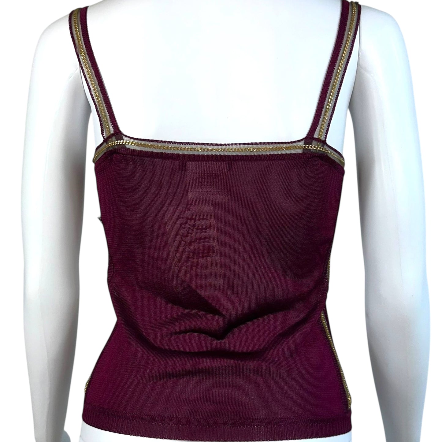 Christian Dior Burgundy Knit & Gold Chain Cami