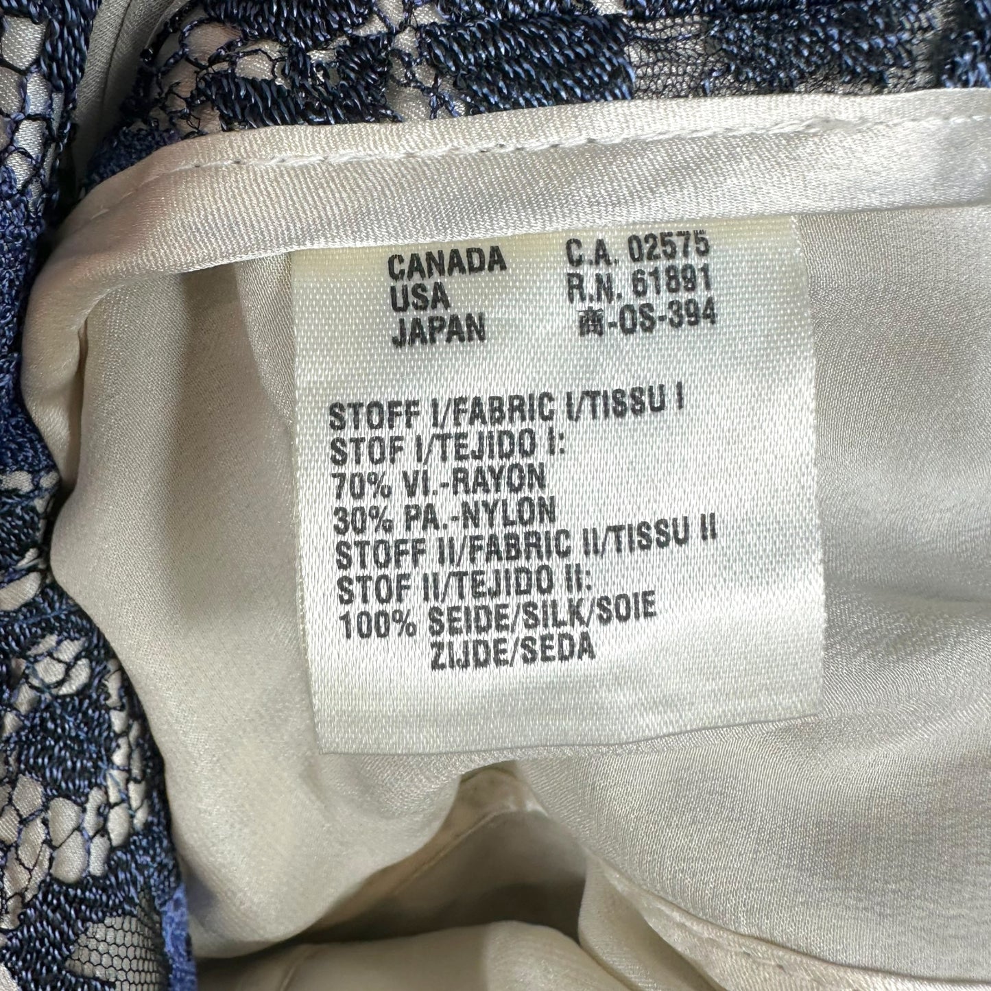 Escada Ivory Silk & Navy Blue Lace Bustier Top