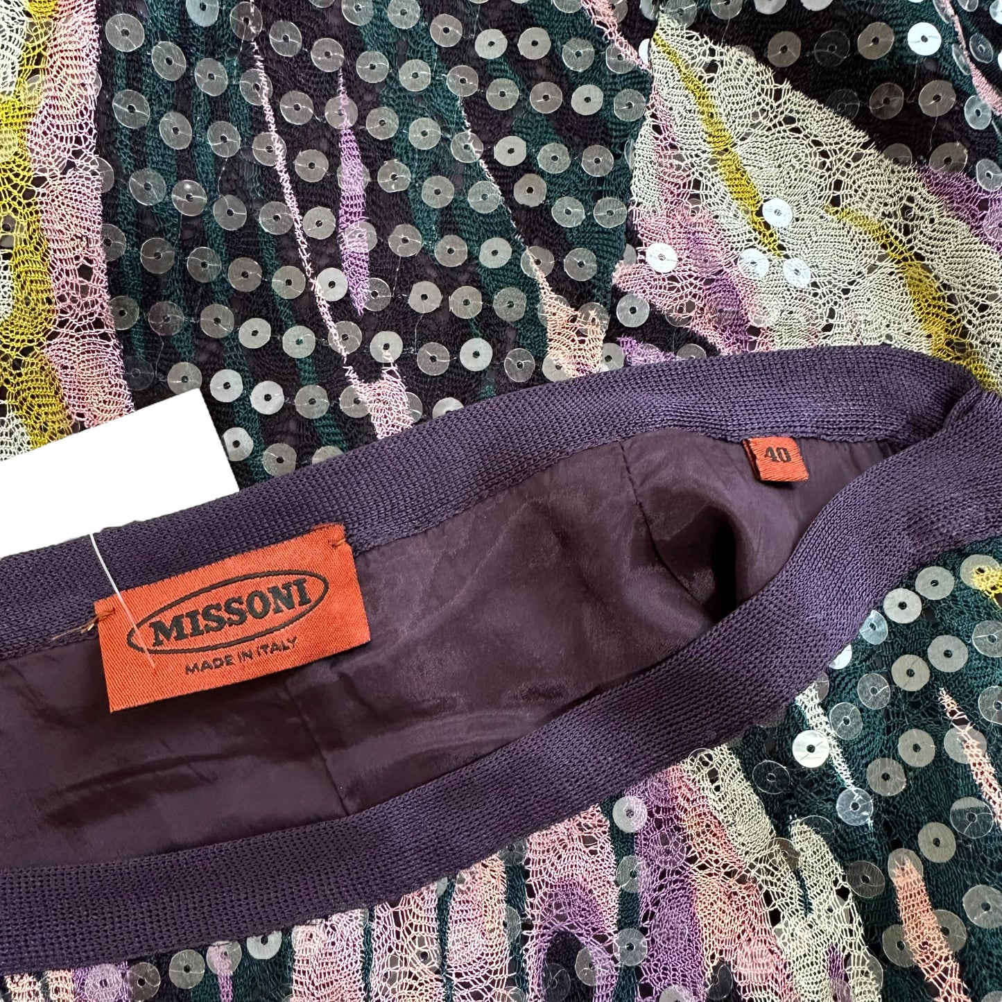 Missoni Purple Knit & Sequin Midi Skirt