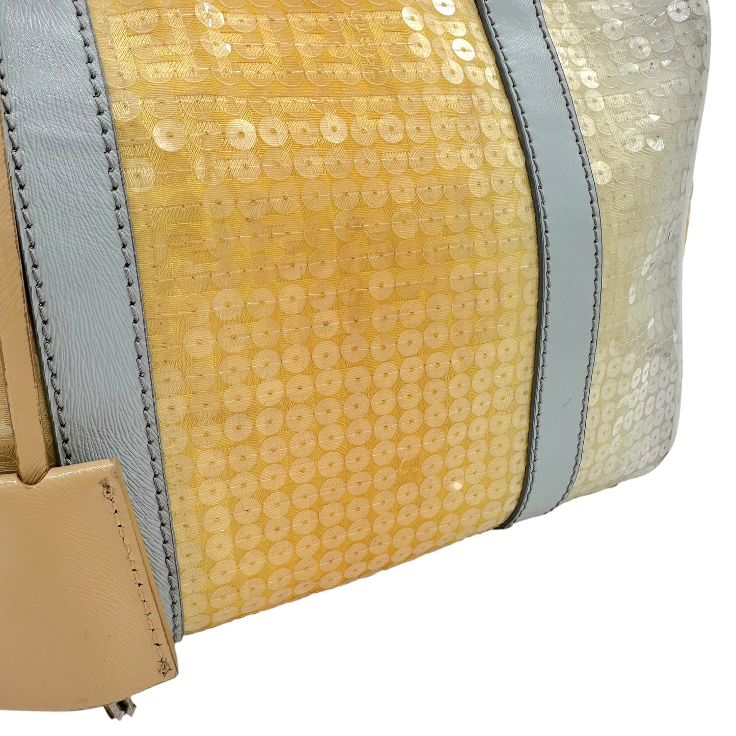 Fendi Yellow Sequin Zucchino Monogram Boston Bag - Outfit Repeater