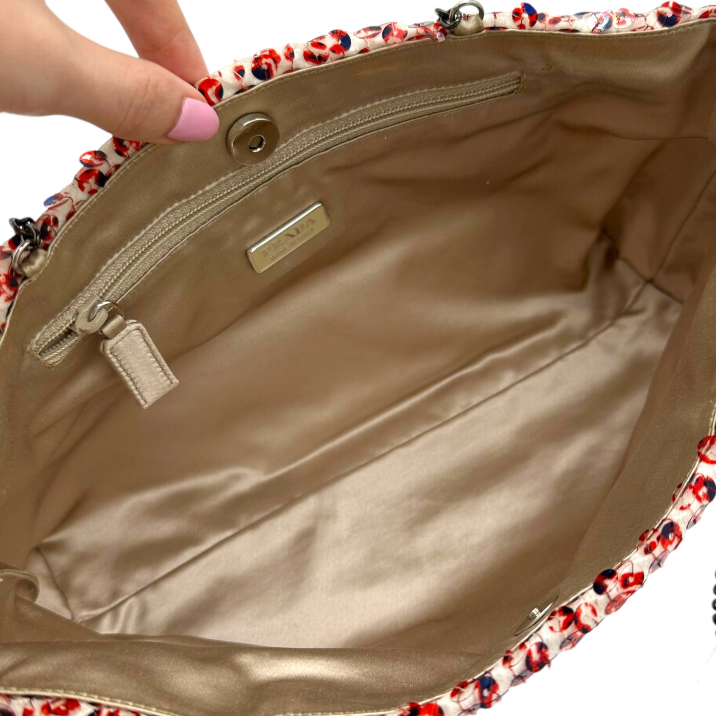 Prada Red Sequin Embellished 2-Way Shoulder Bag