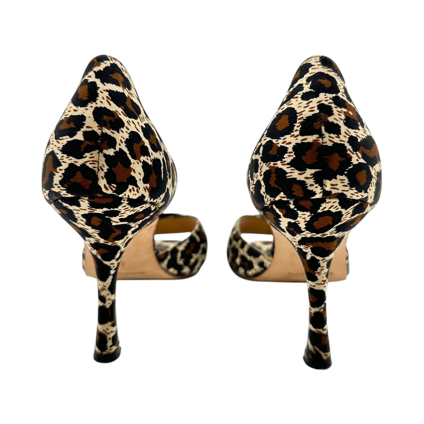 Manolo Blahnik Leopard Print Silk & Crystal D'Orsay Heels