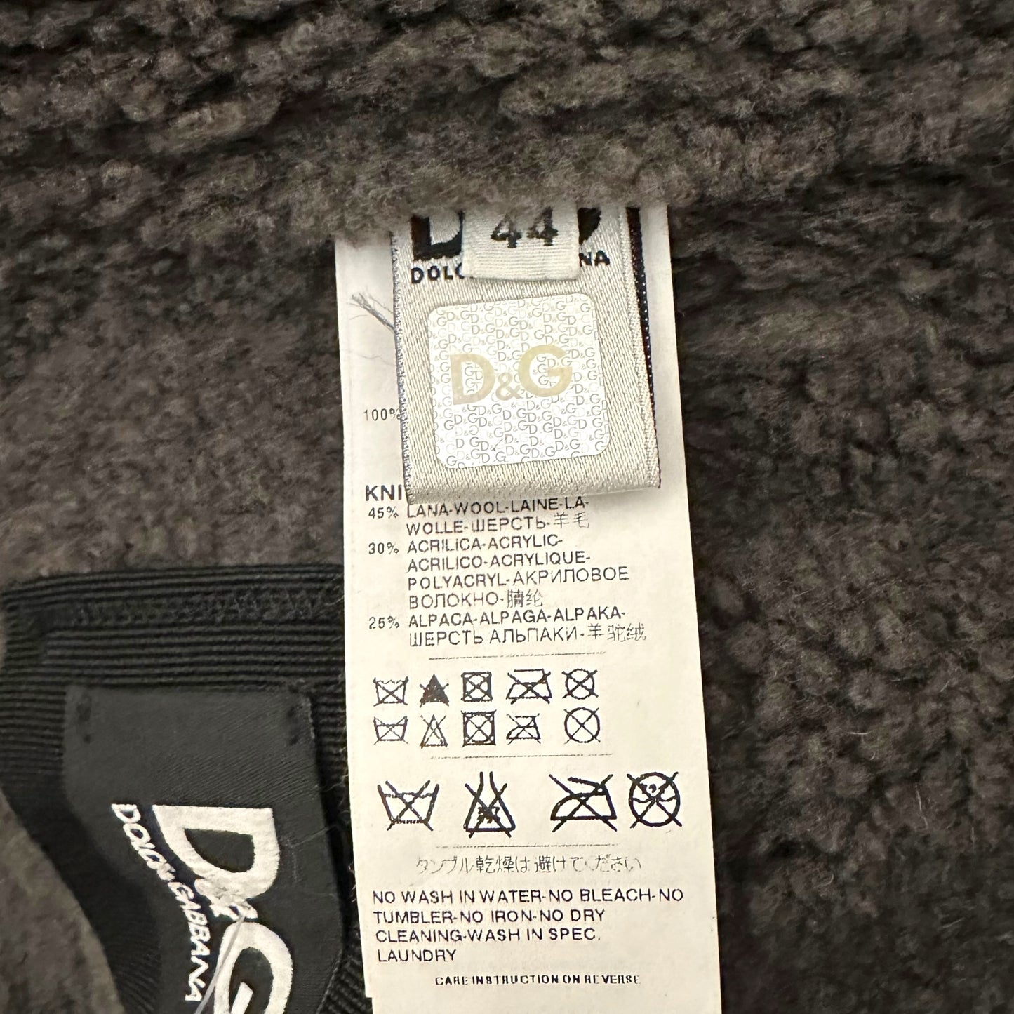 D&G Dolce & Gabbana Brown & Gray Shearling Knit Trim Jacket