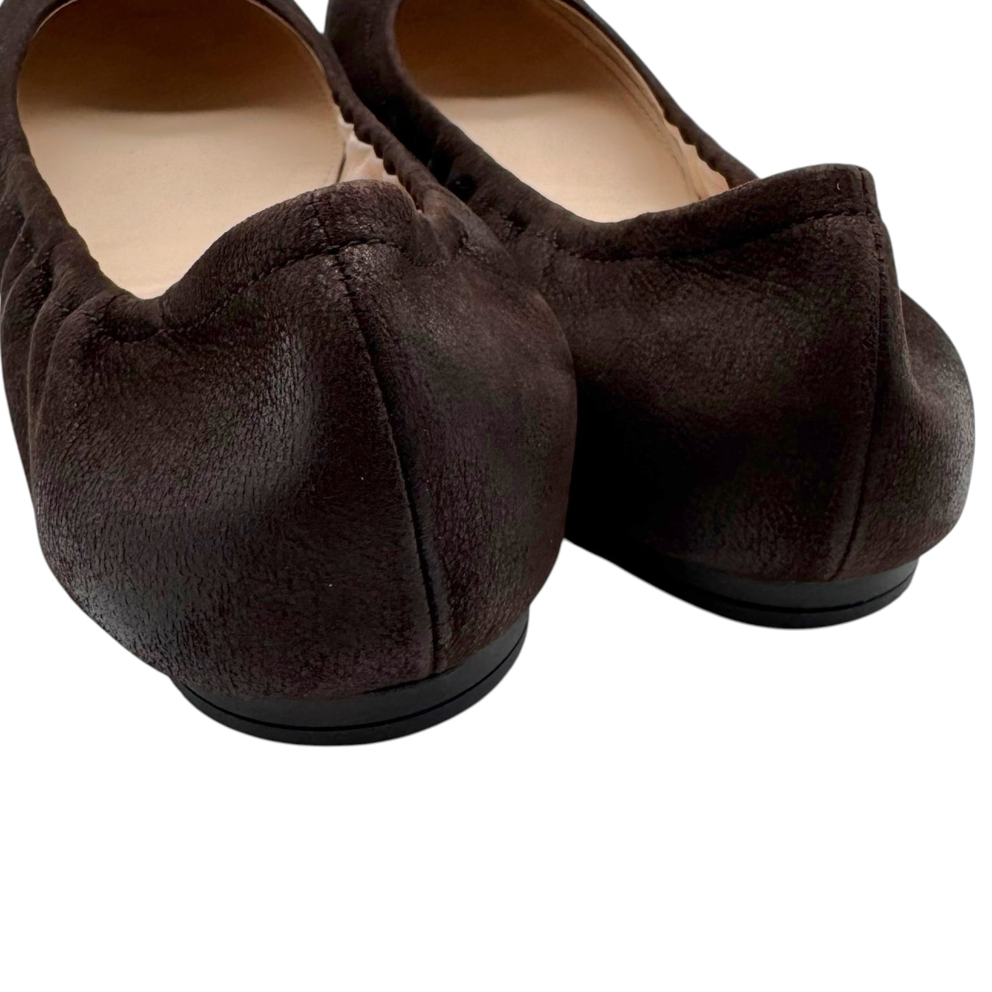 Prada Brown Leather & Turquoise Embellished Ballet Flats