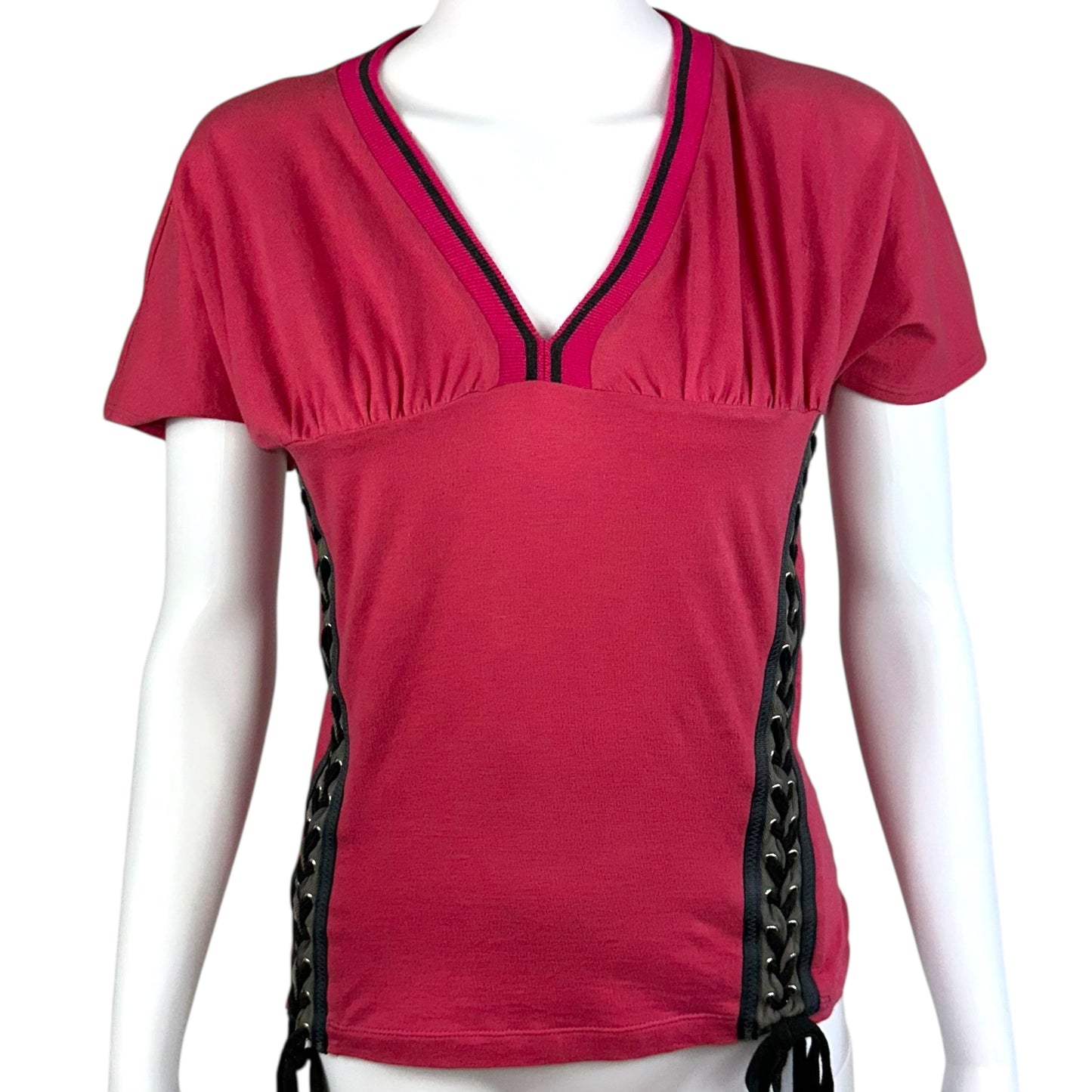 D&G Too Cool for School Pink Lace Up T-Shirt