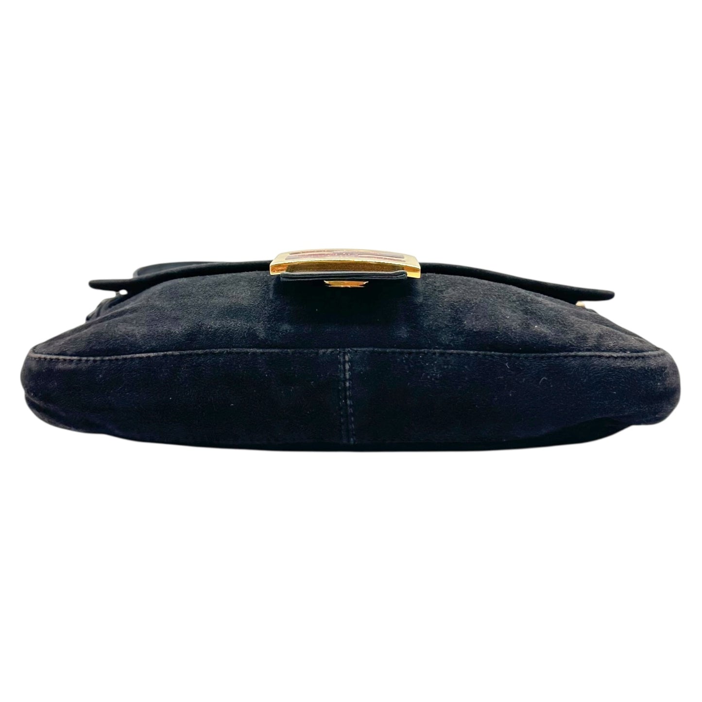 Fendi Black Suede & Red Glitter Enamel Baguette Bag