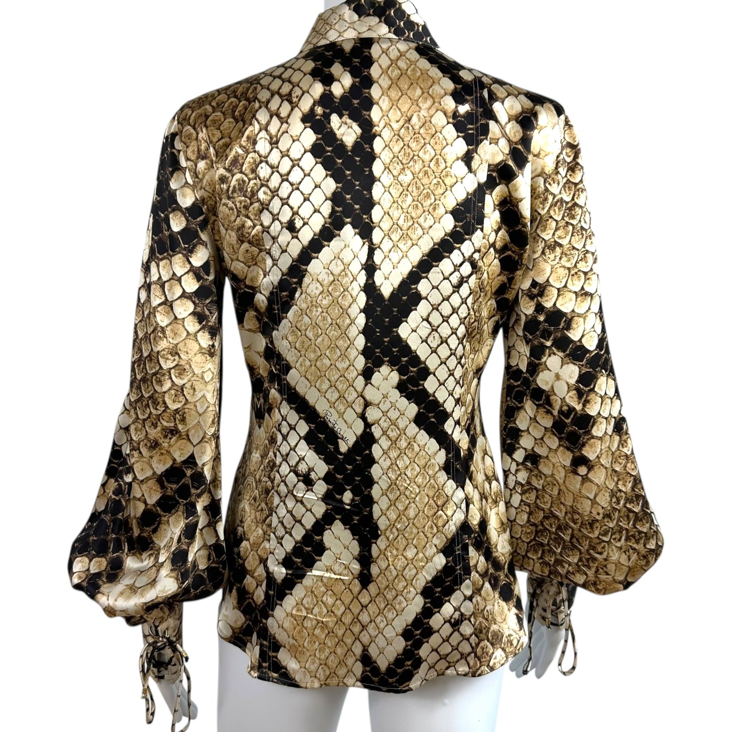 Roberto Cavalli 2007 Snakeskin Print Silk Blouse