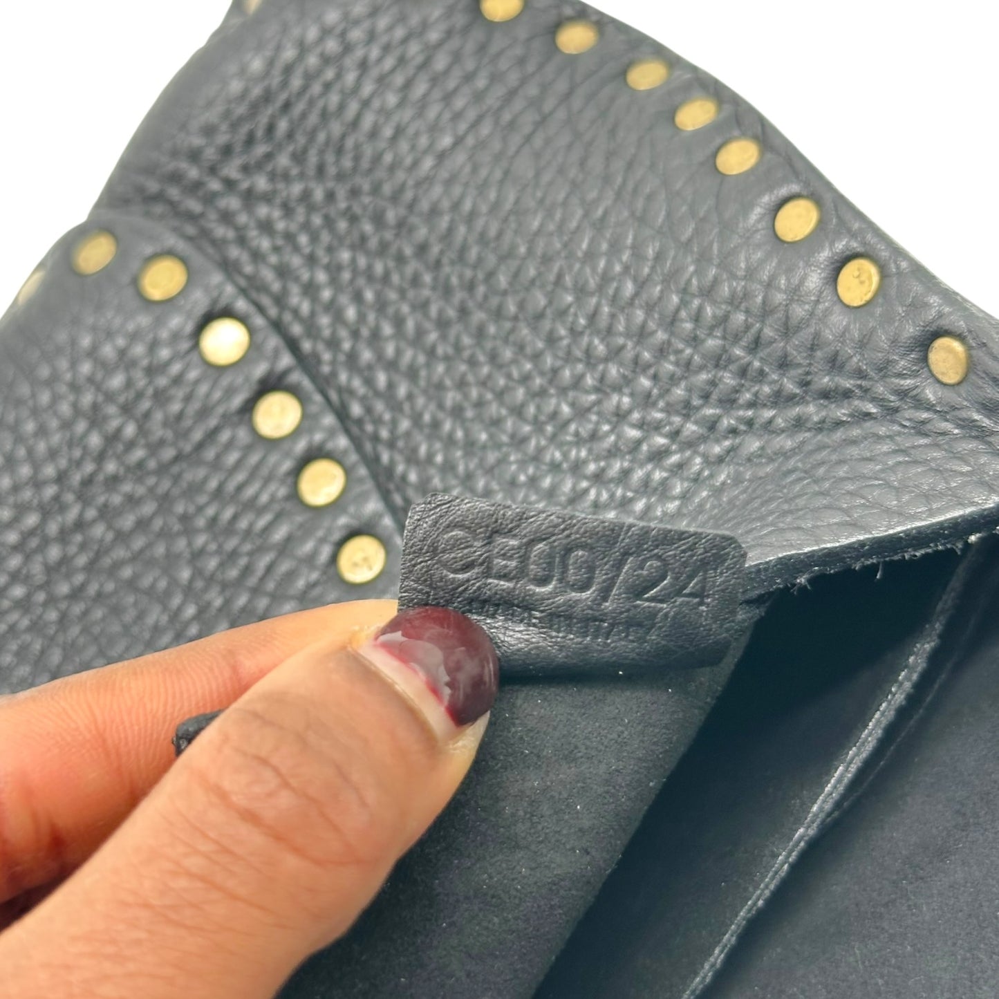 Celine Black Leather Studded Poulbot Shoulder Bag