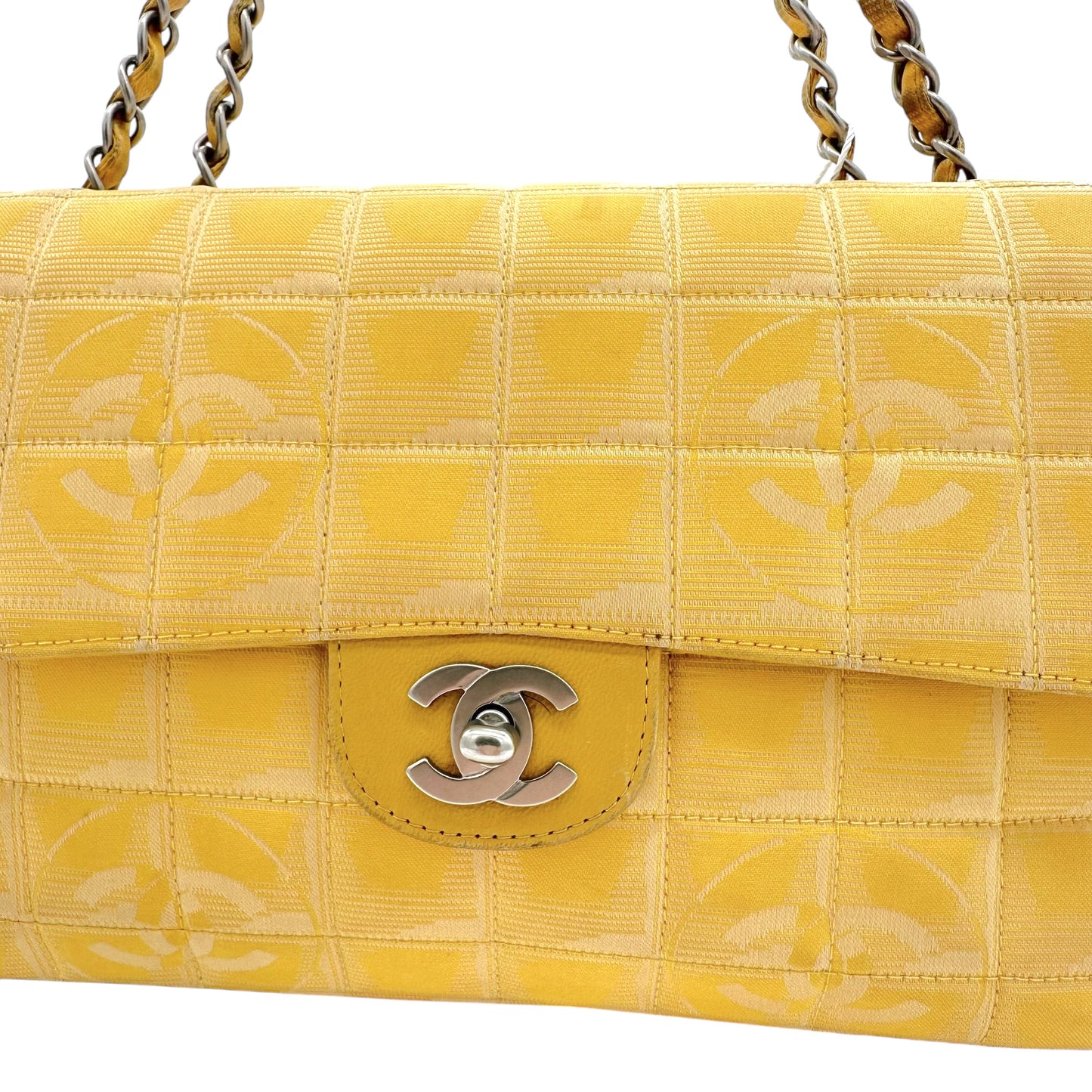 Chanel Yellow Nylon Travel Line Medium Flap Bag