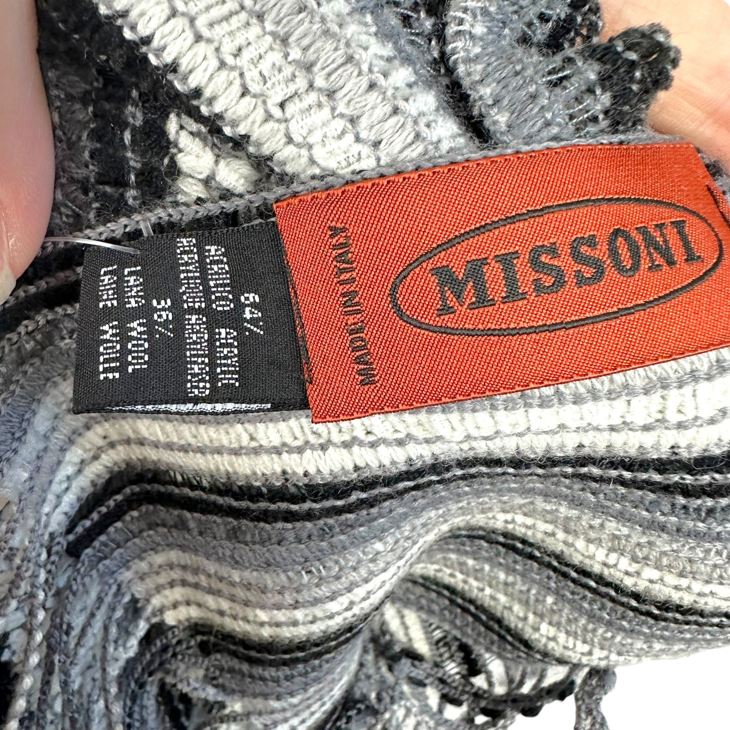 Missoni Black & White Knit Wool Blend Poncho