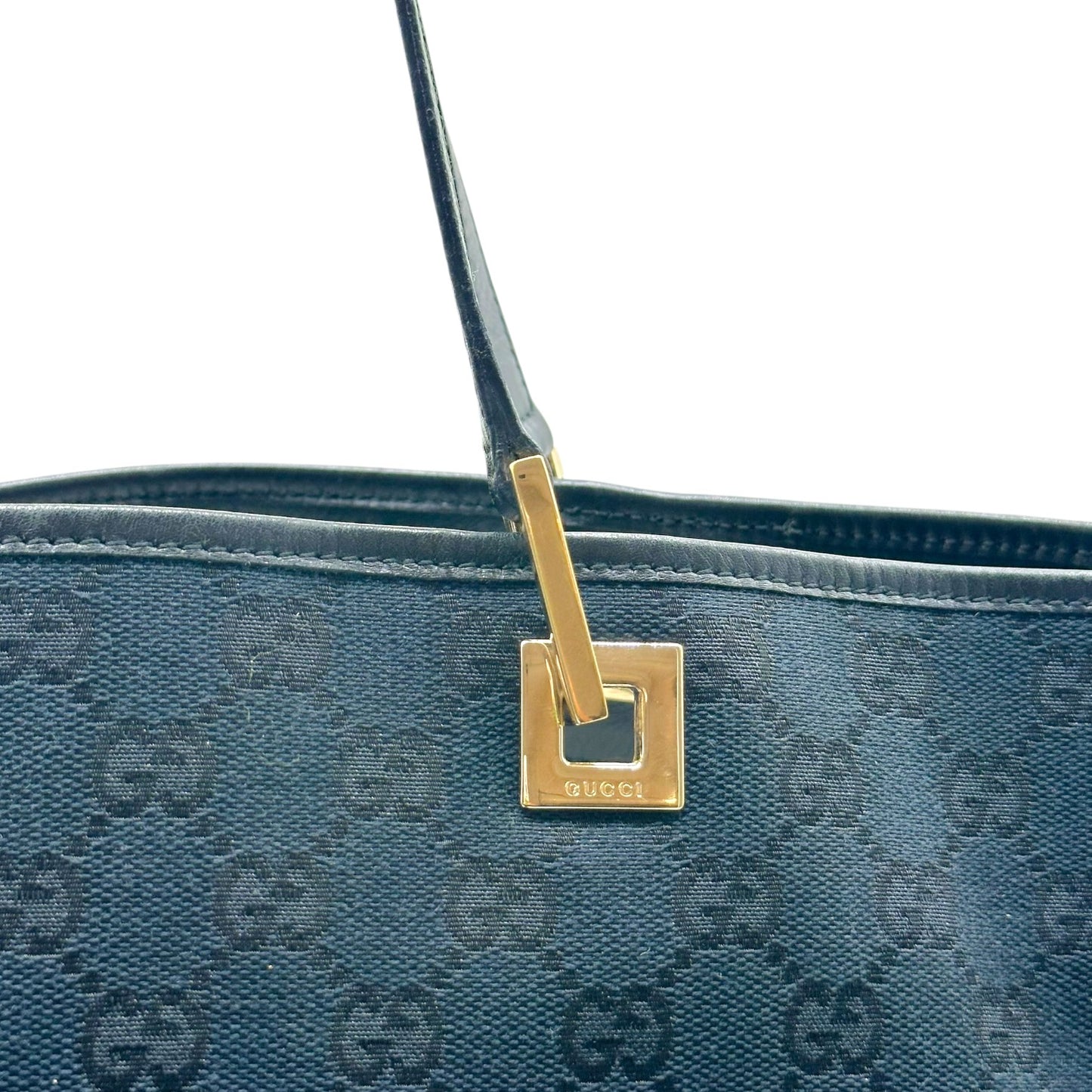 Gucci Black Monogram & Gold Hardware Large Tote Bag