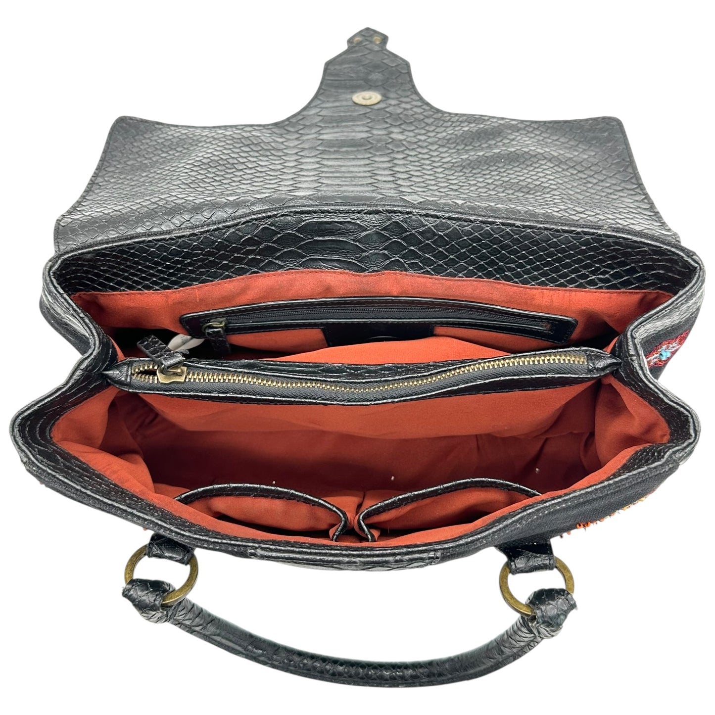 Just Cavalli Roberto Cavalli Beaded Floral & Snakeskin Bag