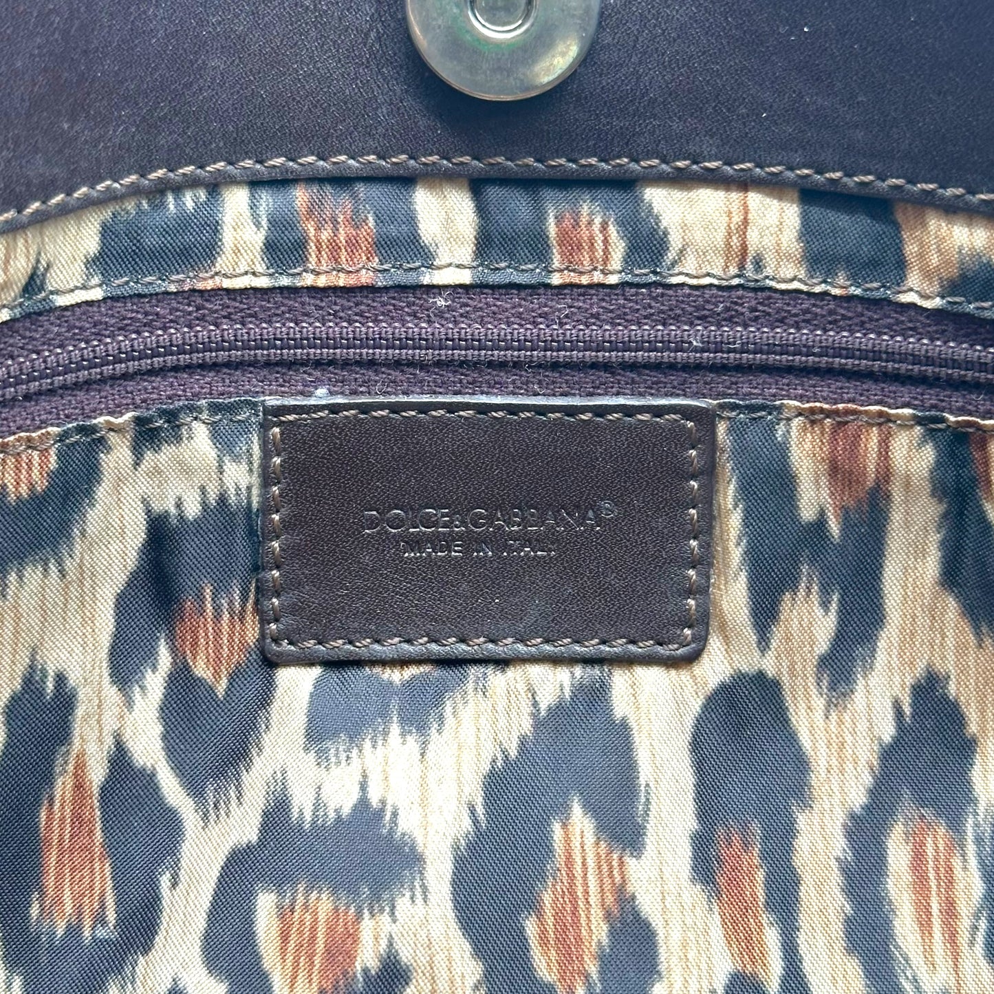 Dolce & Gabbana Brown Leather Navy Lace Up Side Shouler Bag