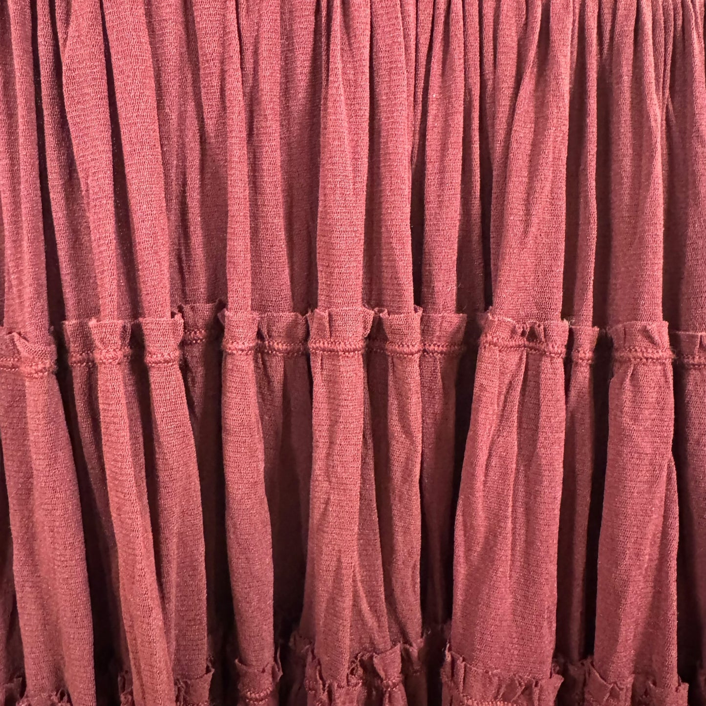 Jean Paul Gaultier Soleil Burgundy Mesh Tiered Midi Skirt
