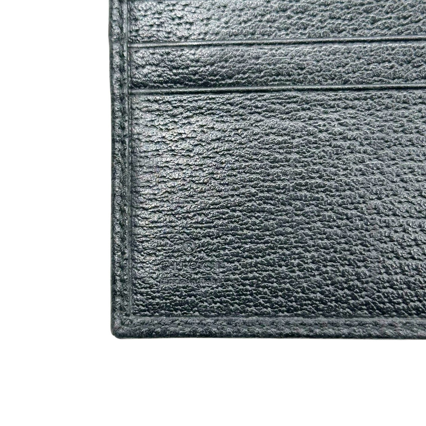 Gucci Black Leather Bi-Fold Wallet with Gold Logo