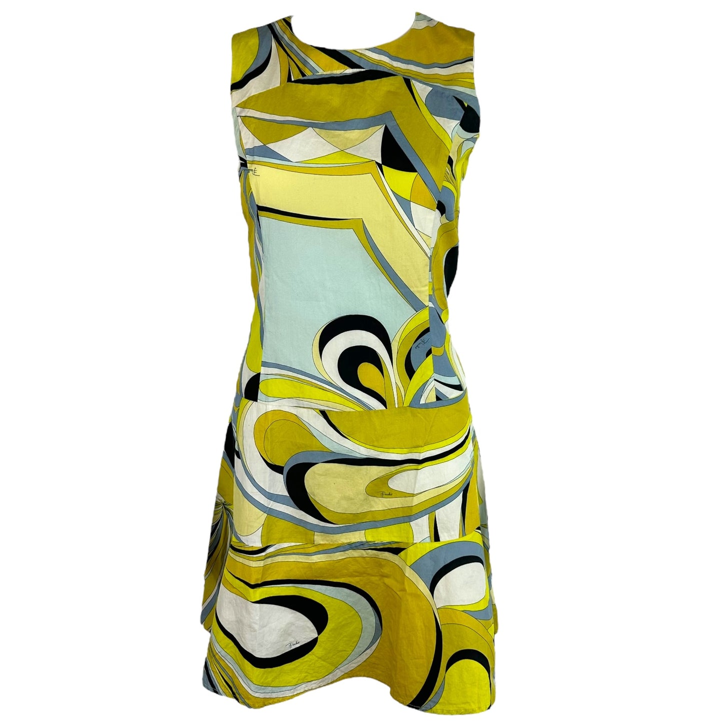 Emilio Pucci Blue & Green Printed Mini Dress