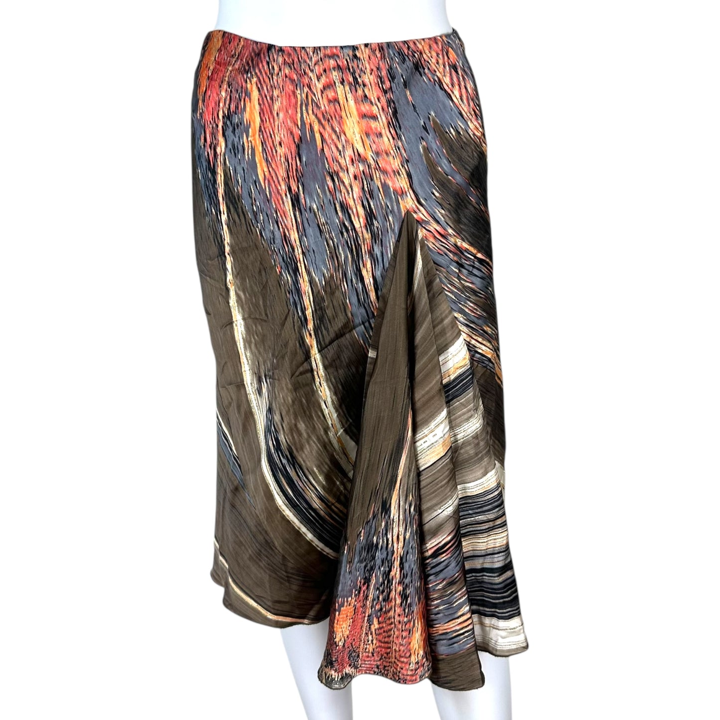 Roberto Cavalli S/S 2004 Feather Print Silk Skirt