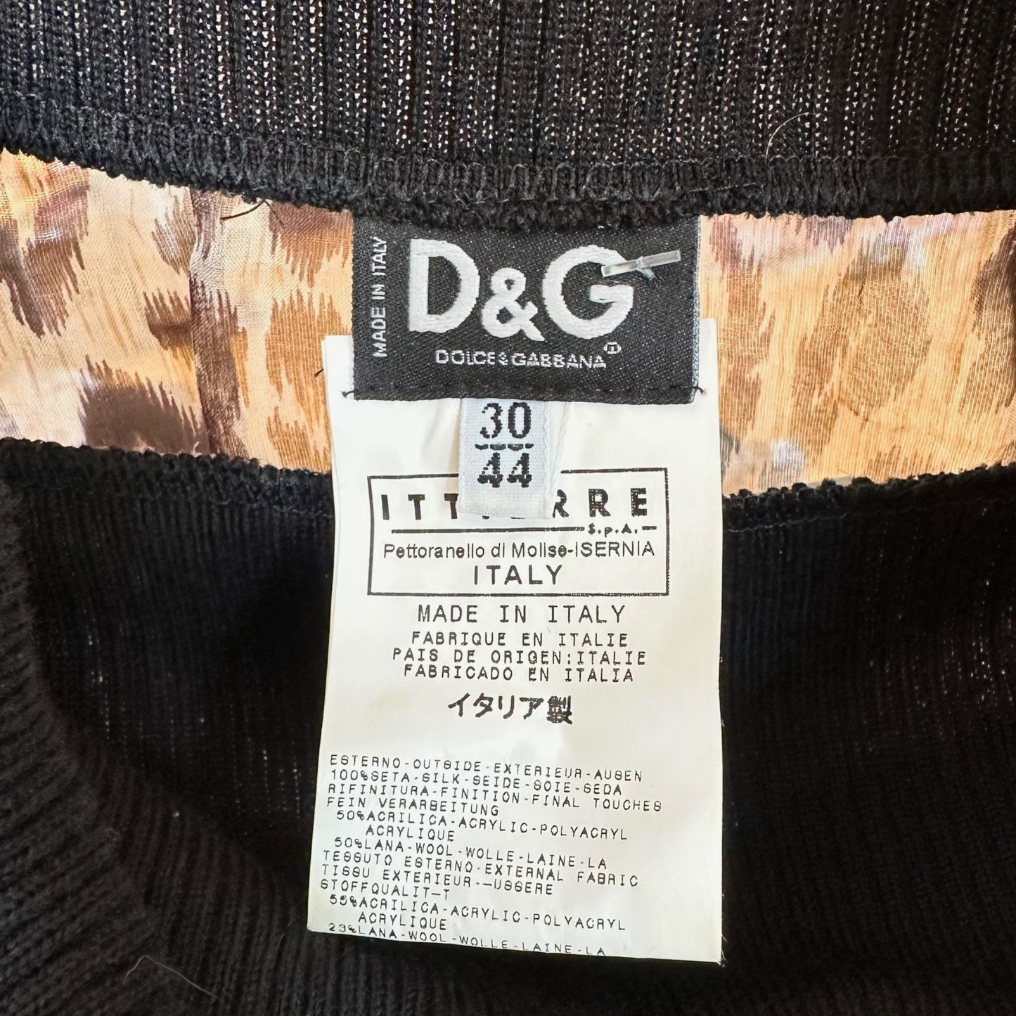D&G Dolce & Gabbana Leopard Print Silk & Lace Off Shoulder Sweater