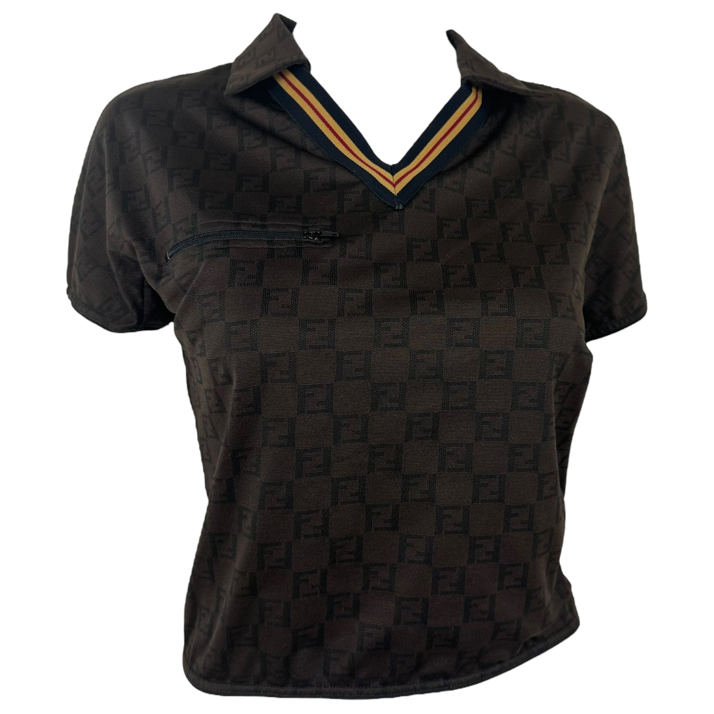 Fendi Brown Zucchino Monogram Crop Polo