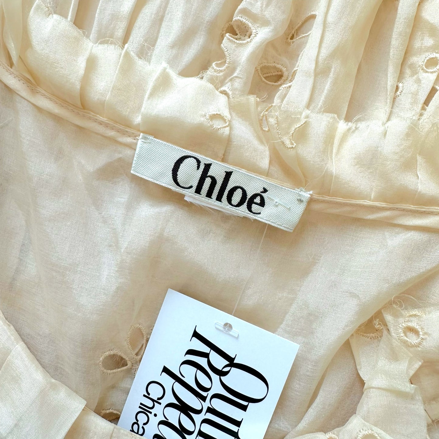 Chloe Butter Yellow Cropped Eyelet Ruffle Blouse