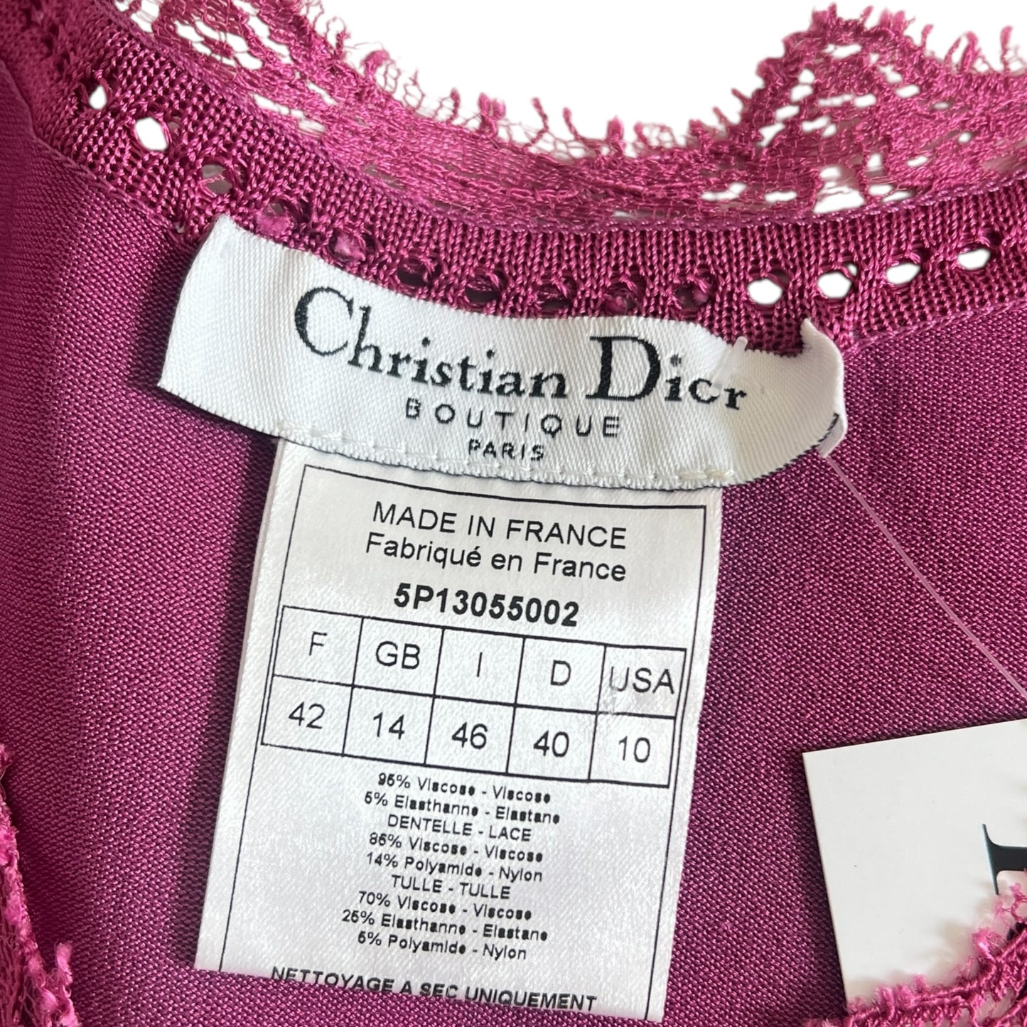 Christian Dior S/S 2005 Pink Lace Up Knit Tank