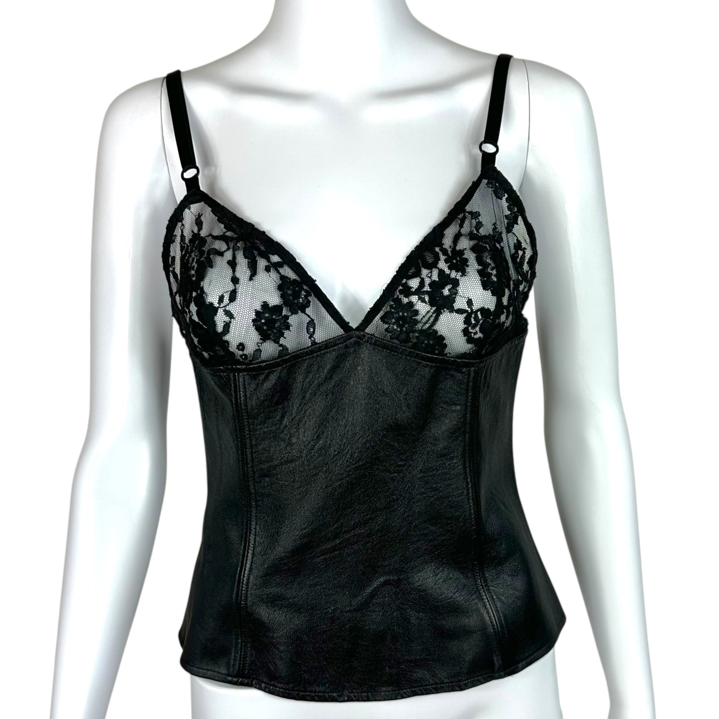 D&G Dolce & Gabbana Leather & Lace Corset Top