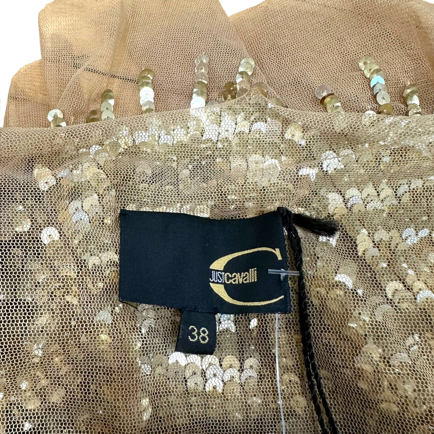 Just Cavalli Roberto Cavalli Gold Sequin & Mesh Mini Dress NEW