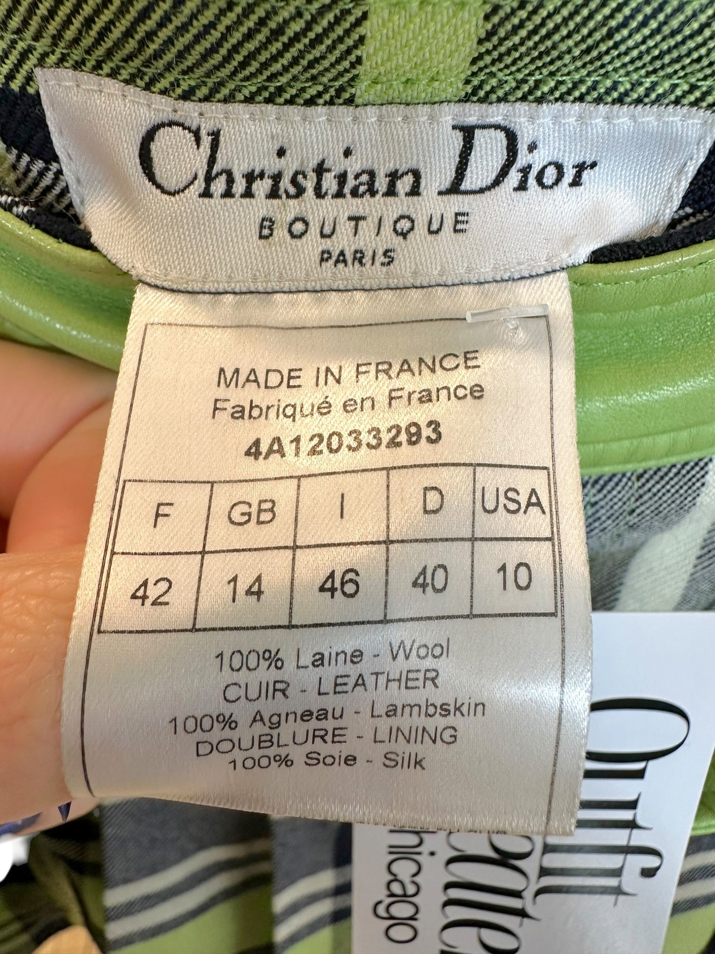 Christian Dior F/W 2004 Green Leather & Plaid Pleated Mini Skirt - Outfit Repeater