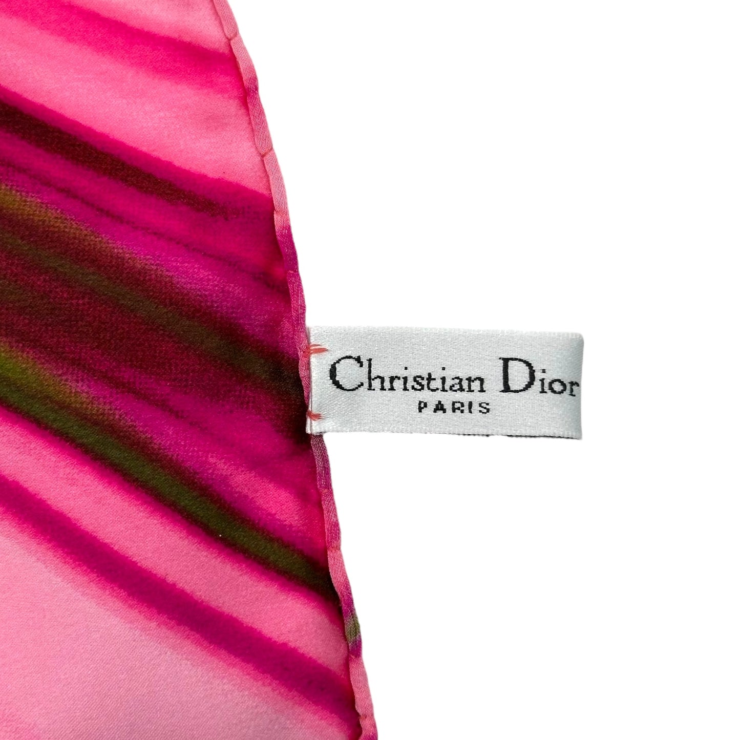 Christian Dior Pink & Blue Silk Logo Scarf