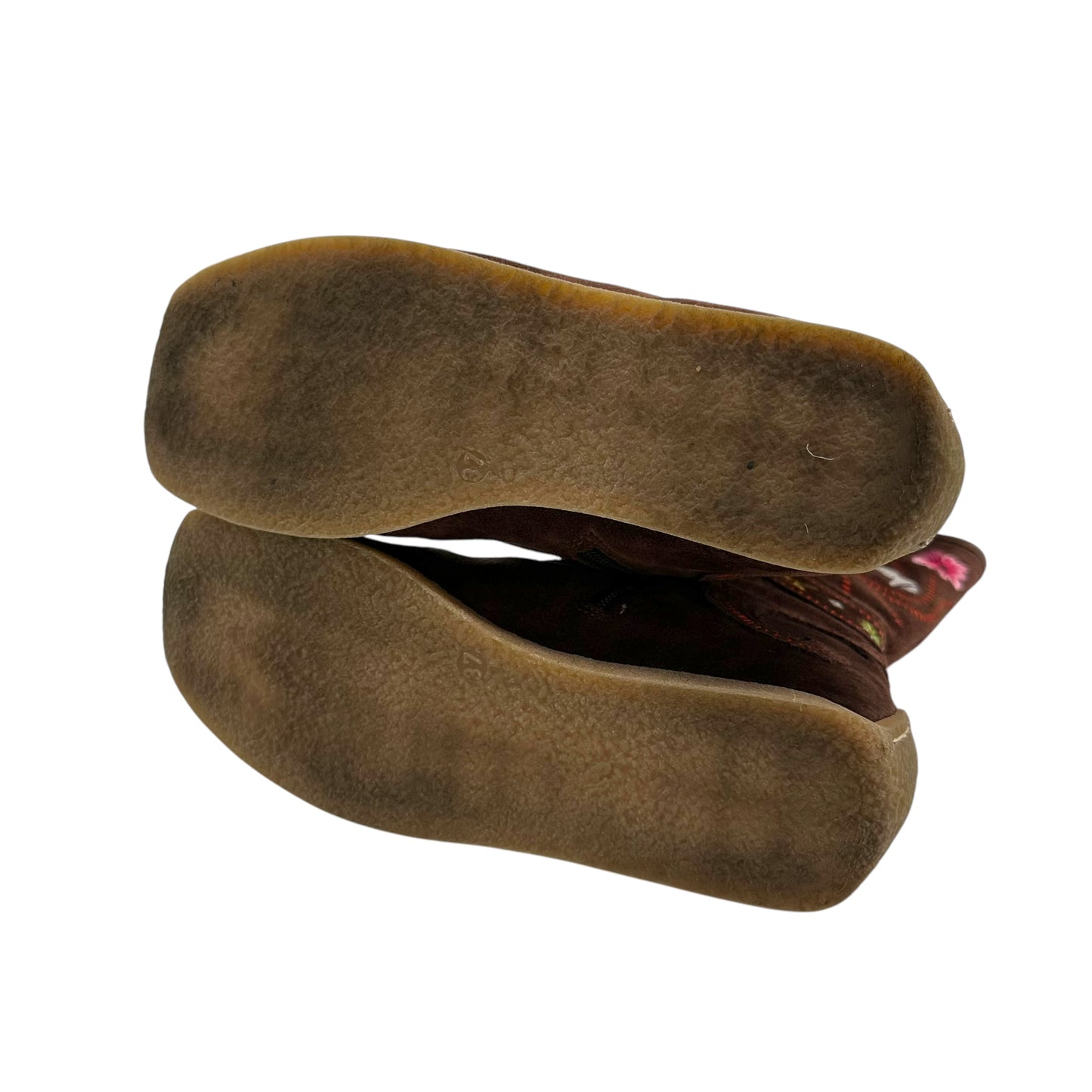 Roberto Cavalli Angels Floral Embroidered Brown Suede Boots