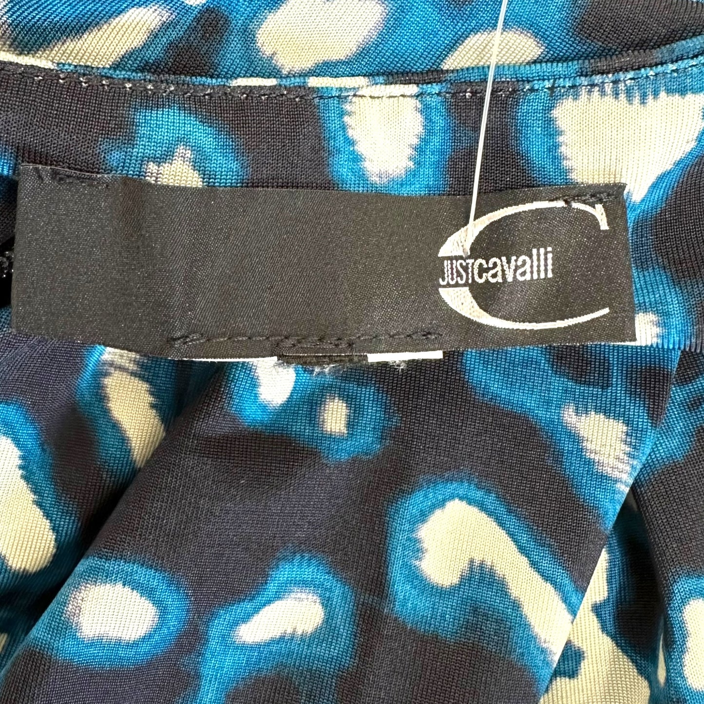 Just Cavalli Roberto Cavalli Black & Blue Printed Midi Skirt