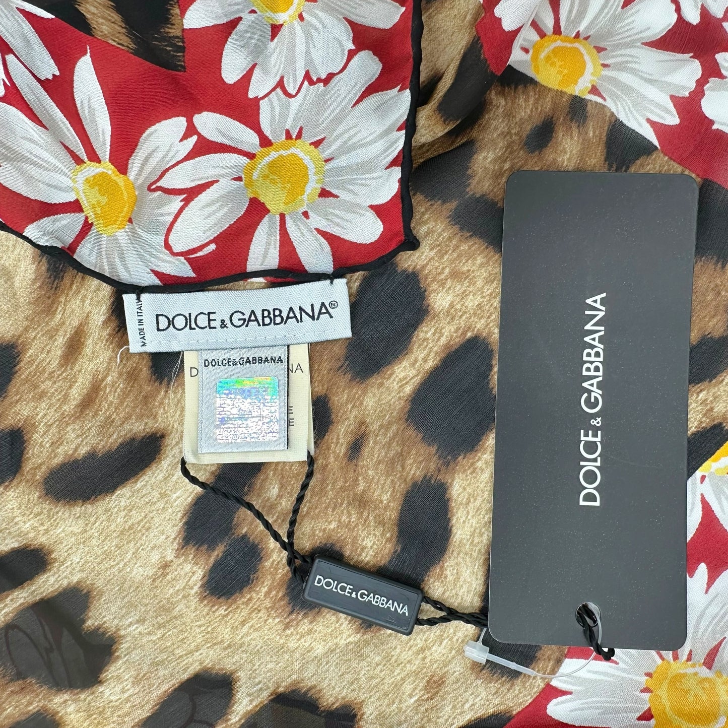 Dolce & Gabbana Leopard & Floral Silk Scarf NWT - Outfit Repeater