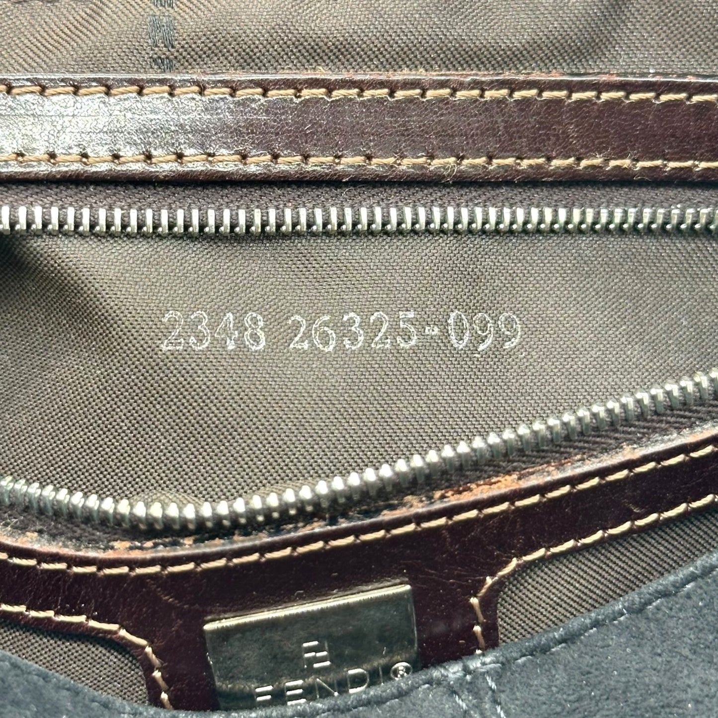 Fendi Black Suede & Brown Leather Mama Baguette Bag