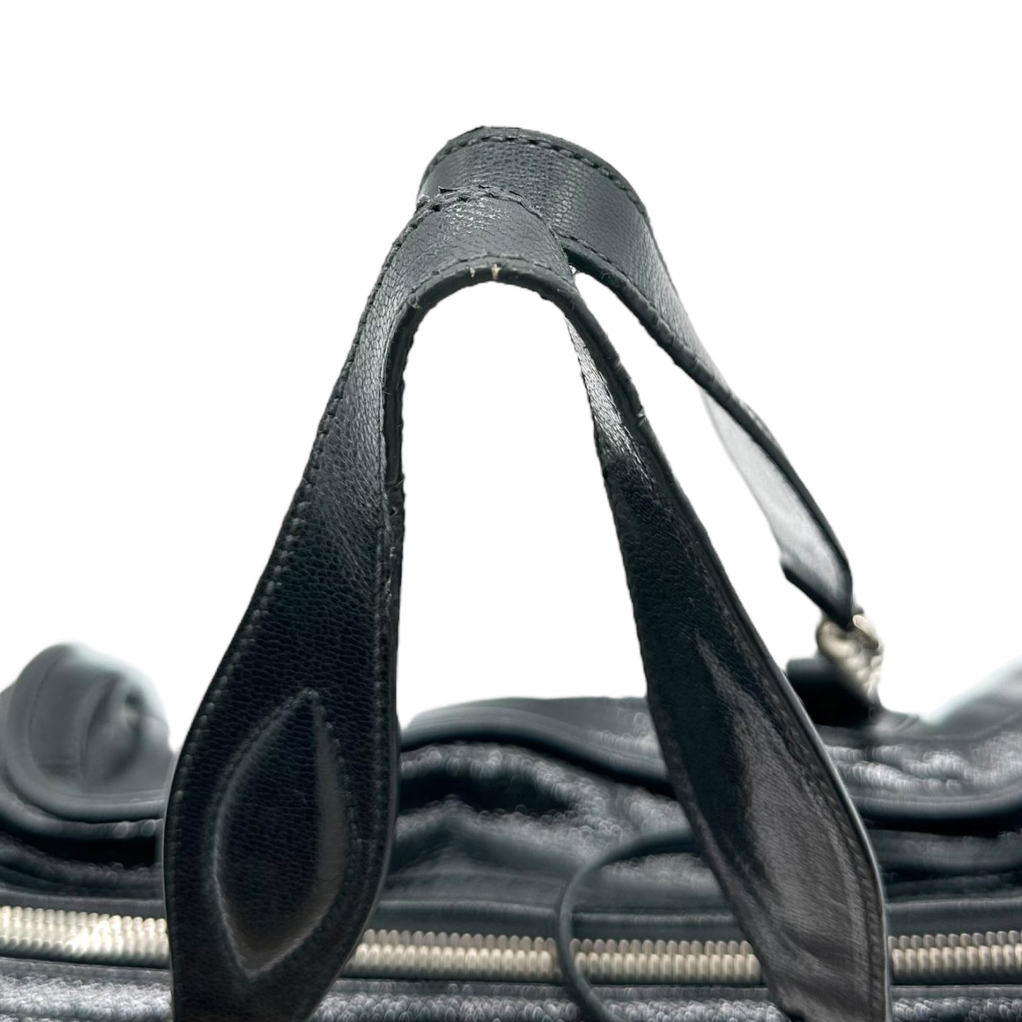 Balenciaga Black Leather Crest Logo Papillon Bag