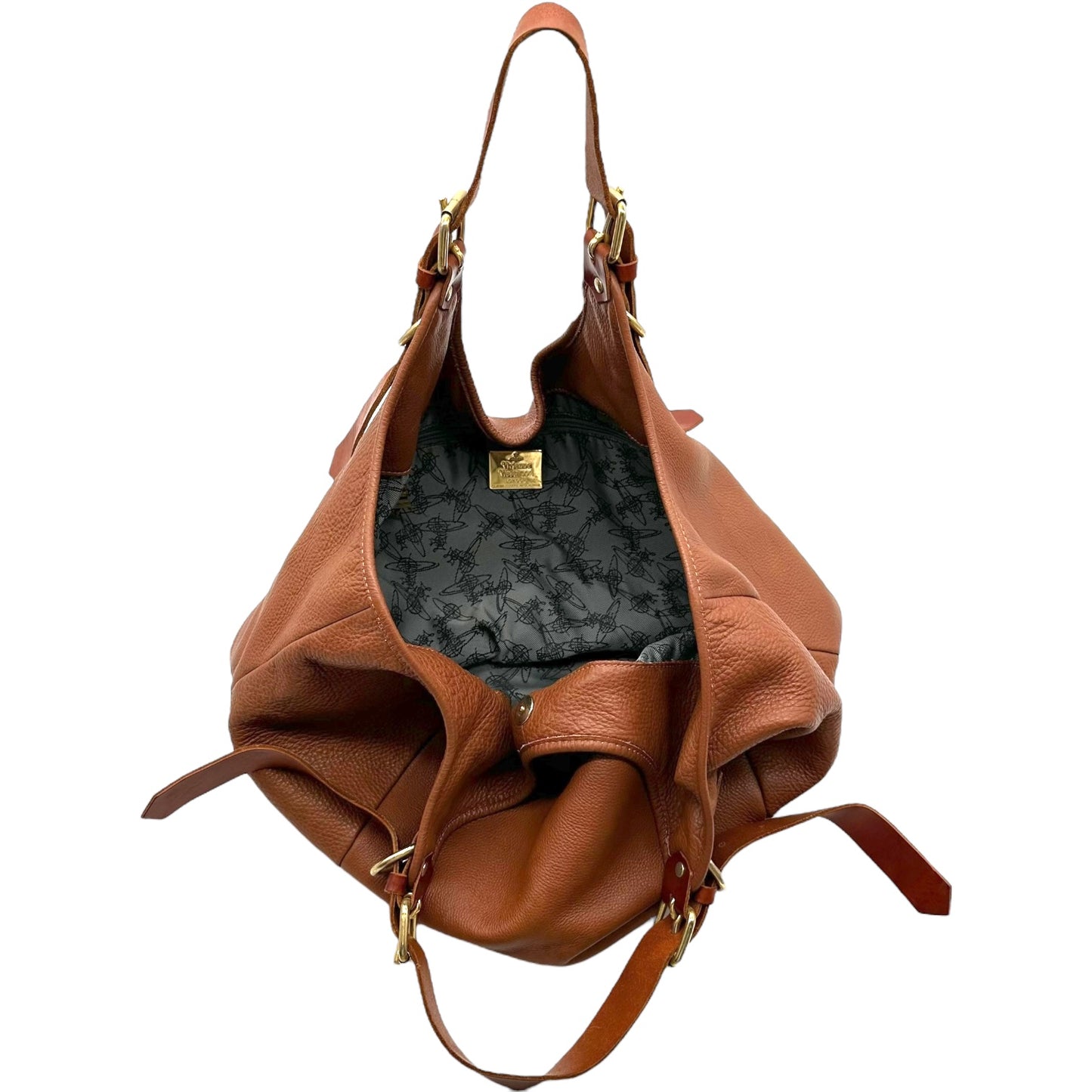 Vivienne Westwood Brown Leather Slouchy Hobo Tote Bag