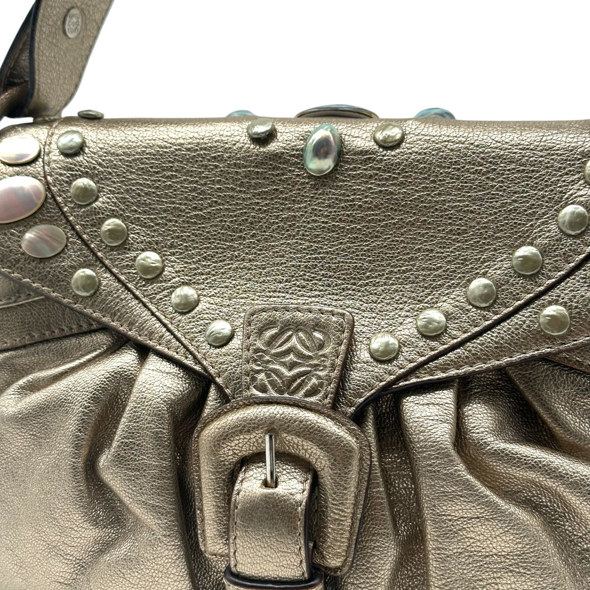 Loewe Metallic Leather Shoulder Bag with Mother of Pearl