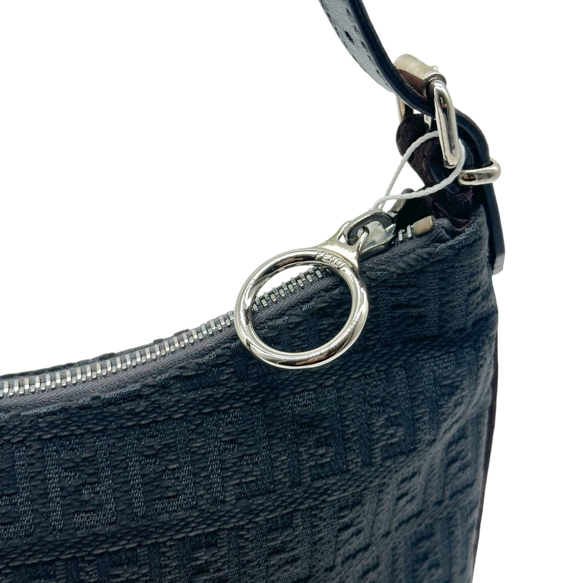 Fendi Small Oyster Bag Black Velour Zucchino Monogram