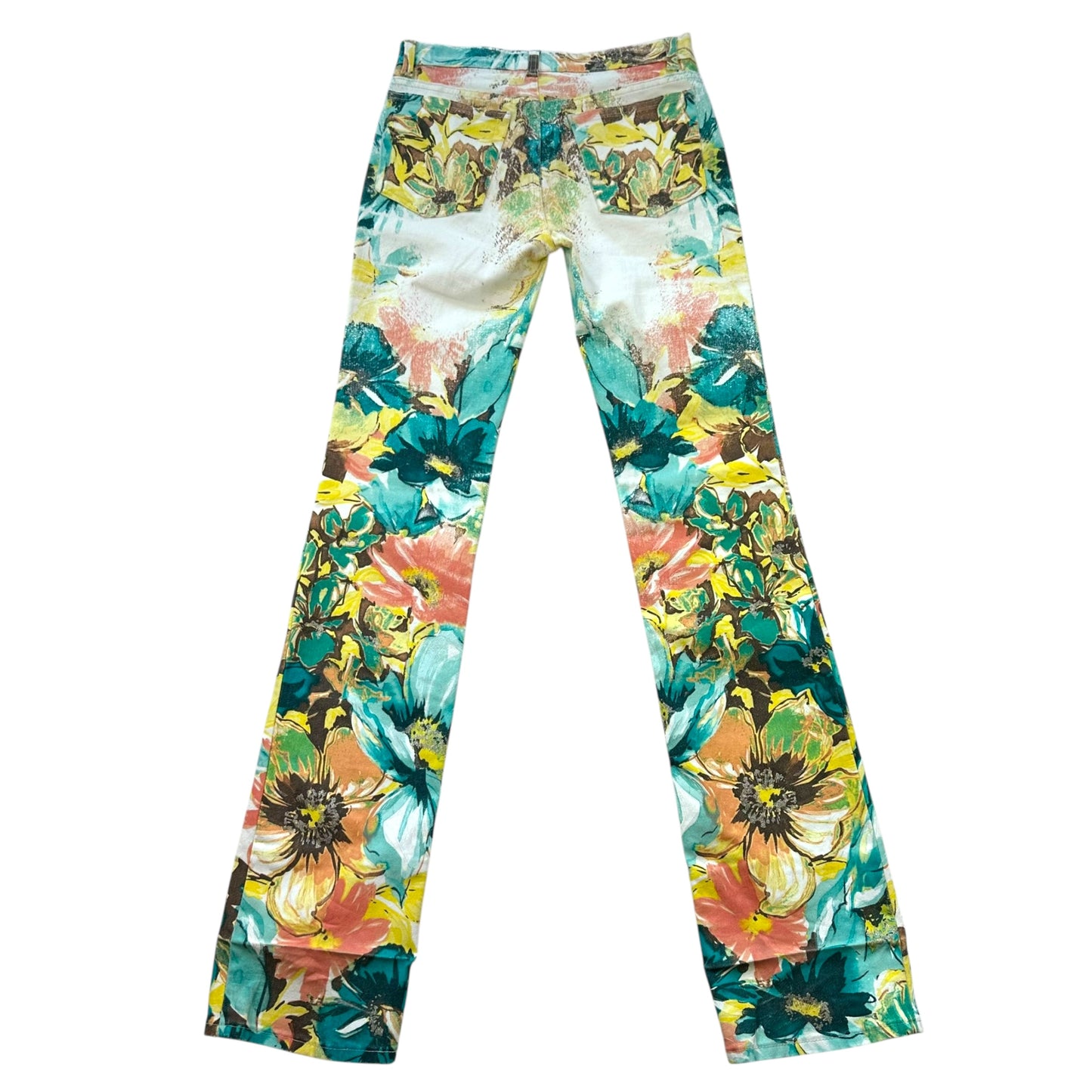 Roberto Cavalli Multicolor Floral Printed Jeans