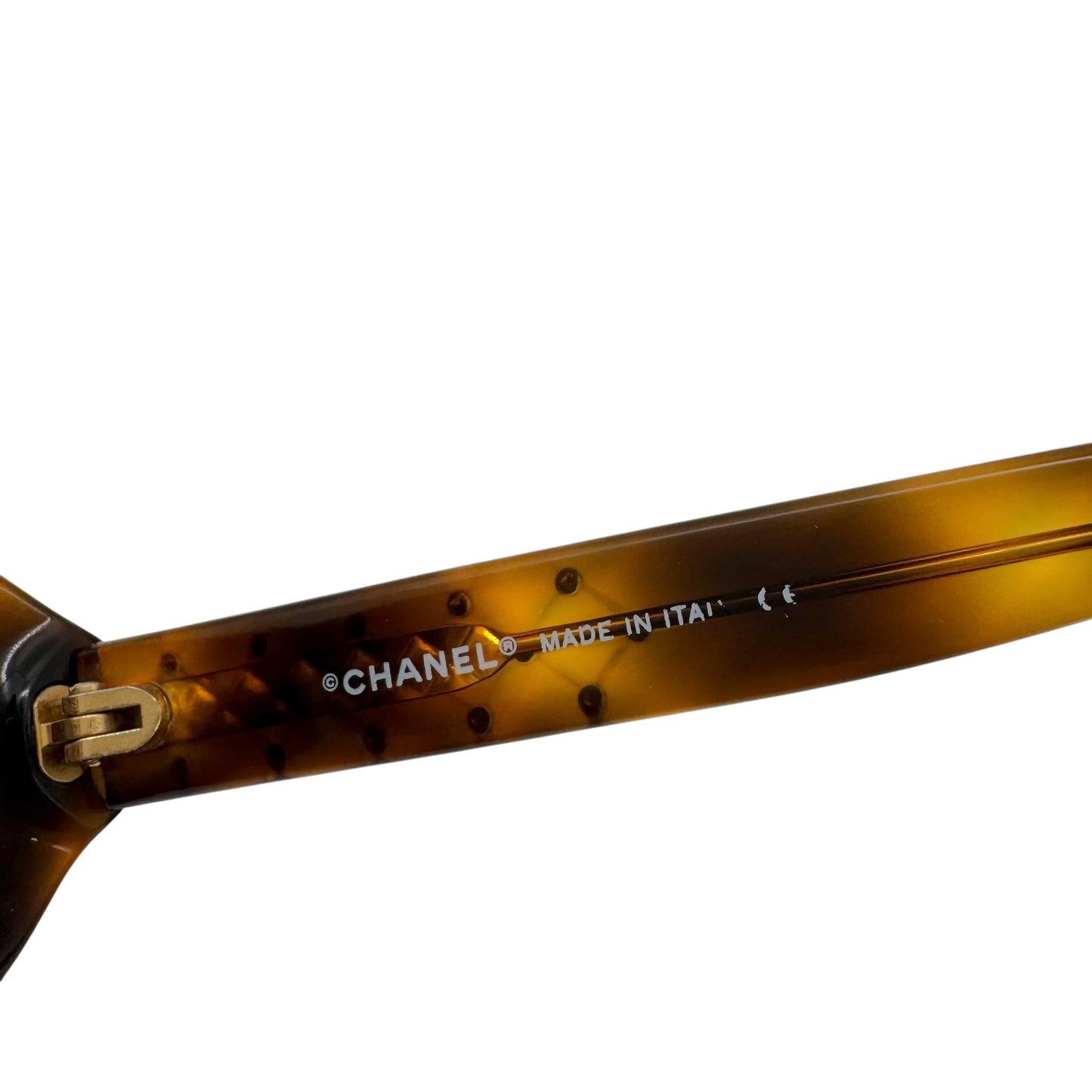 Chanel Brown Tortoise Rhinestone Arm Rectangle Sunglasses 5062
