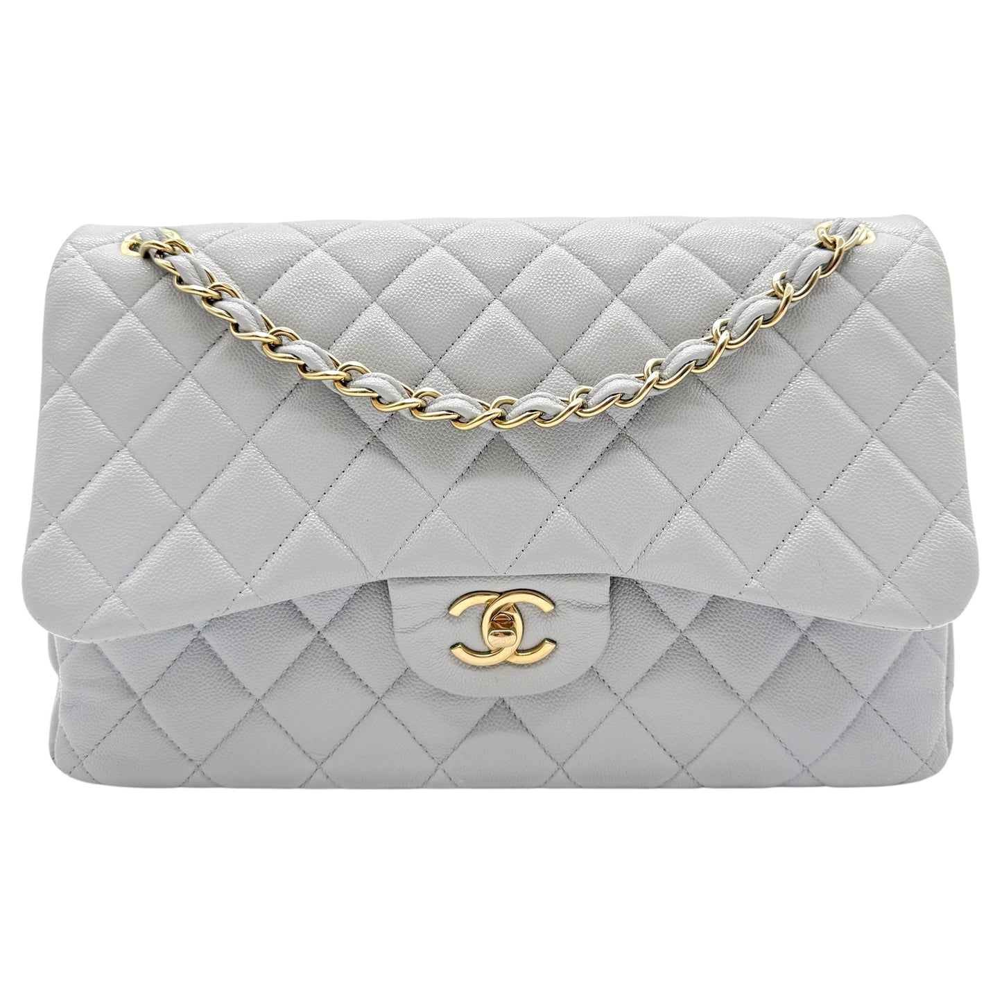 Chanel Gray Caviar Medium Double Flap Bag