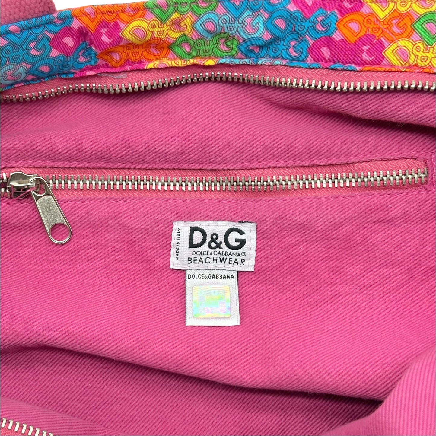 D&G Beach Tote Bag Rainbow Logo Durable Fabric
