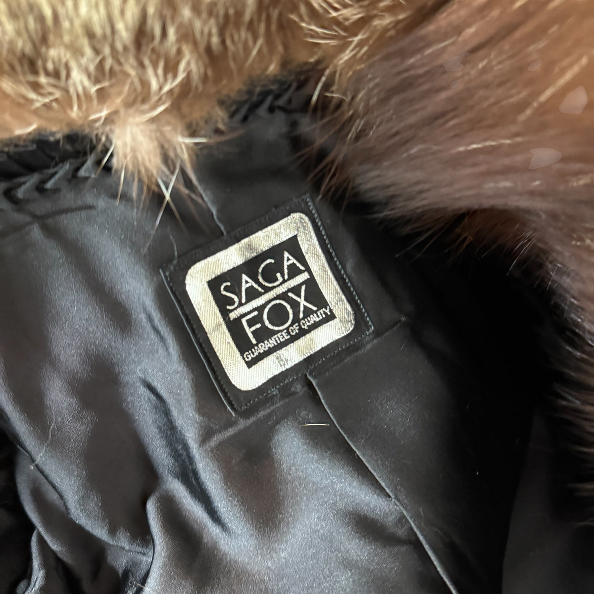 Saga Fox Mid-Length Coat Silver Brown Fox Fur