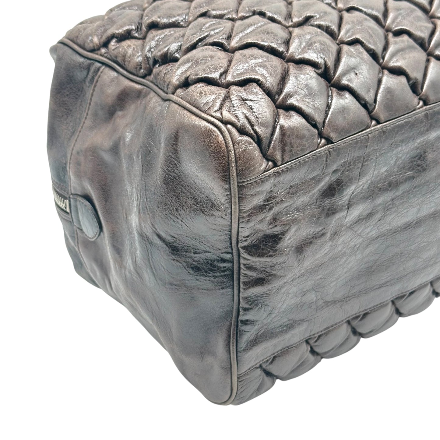 Balenciaga Brown Quilted Leather Bowler City Bag