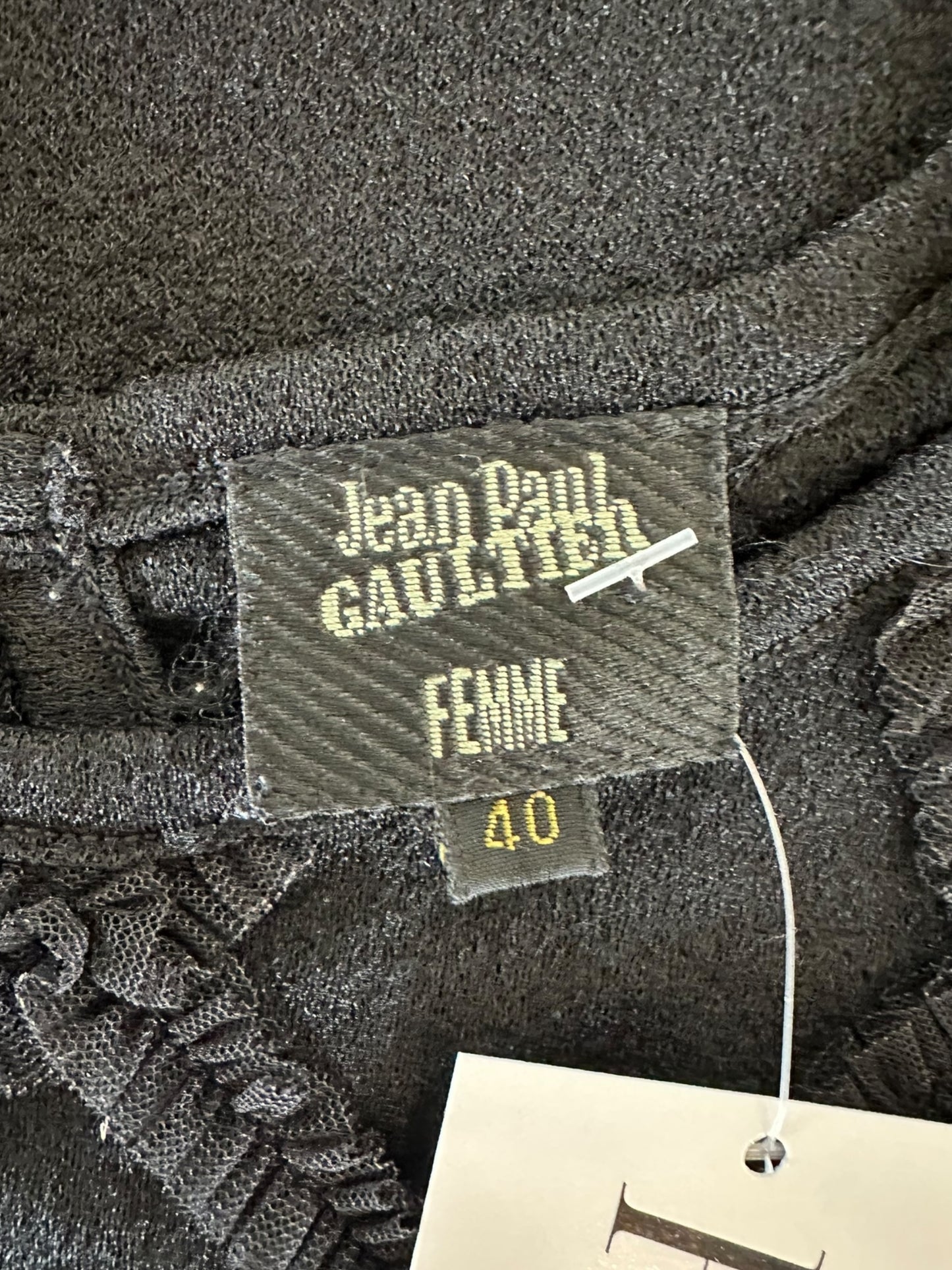 Jean Paul Gaultier Black Ruffle Aqqlique Tank Top