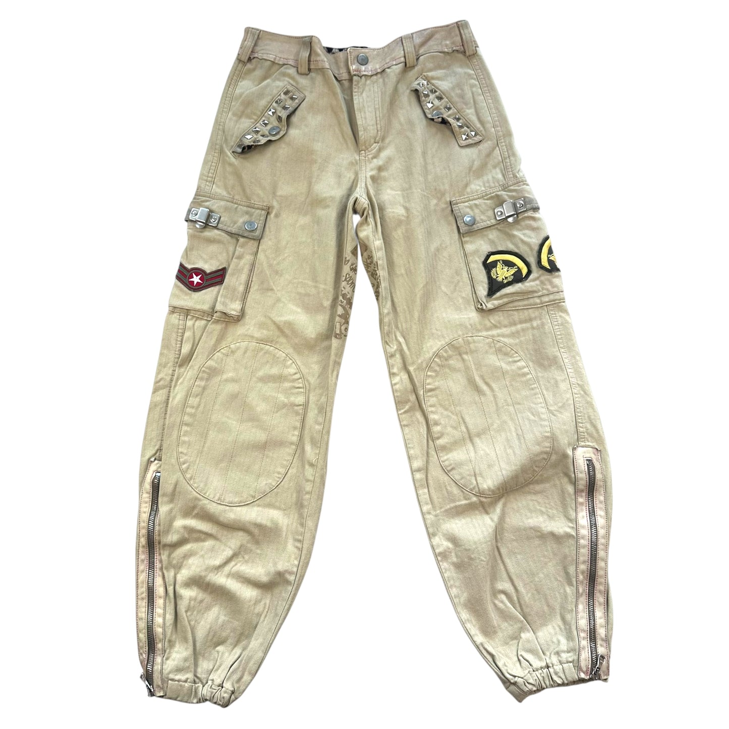 Dolce & Gabbana 2003 Beige Studded Cargo Pants