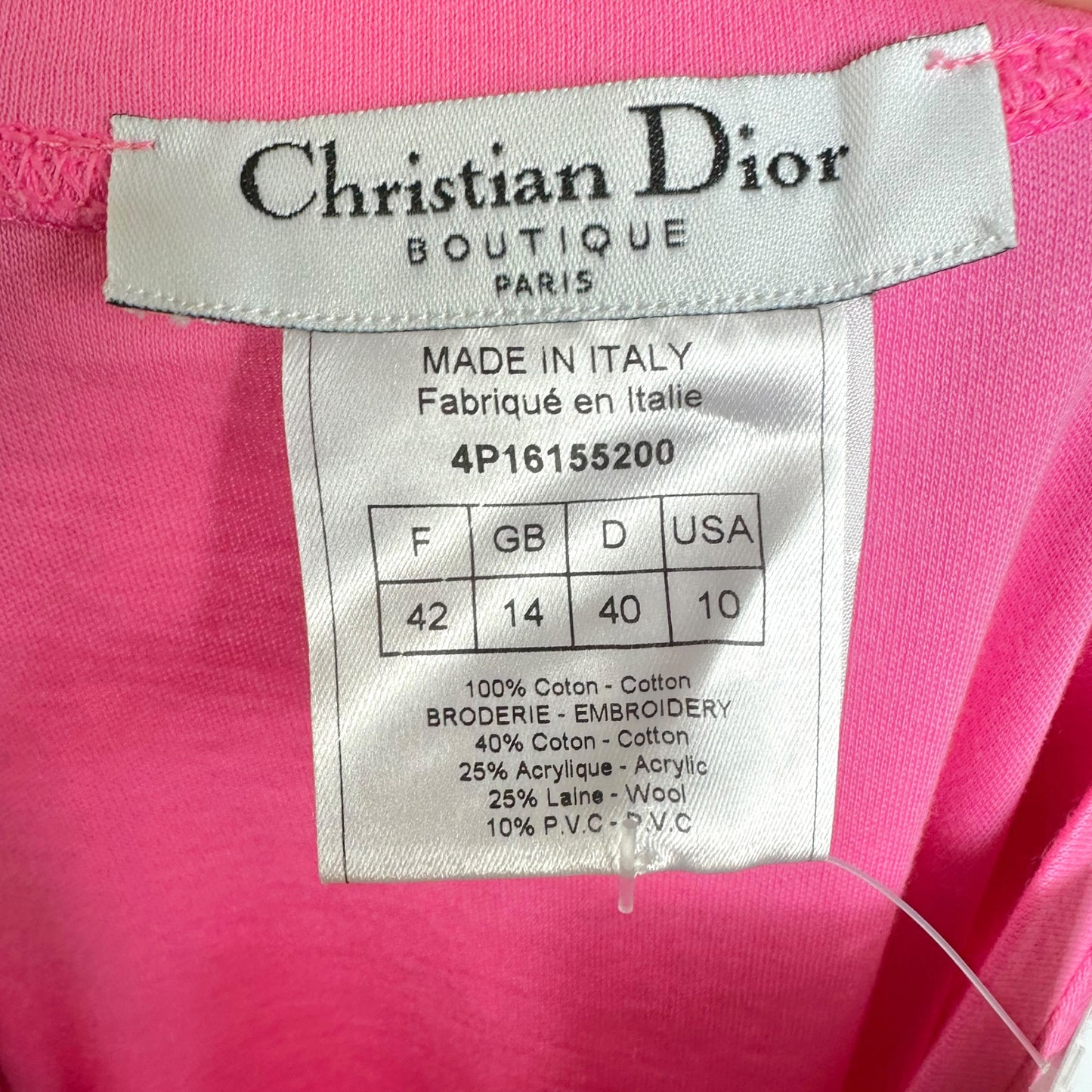 Christian Dior Pink J'Adore T-Shirt with Embroidery